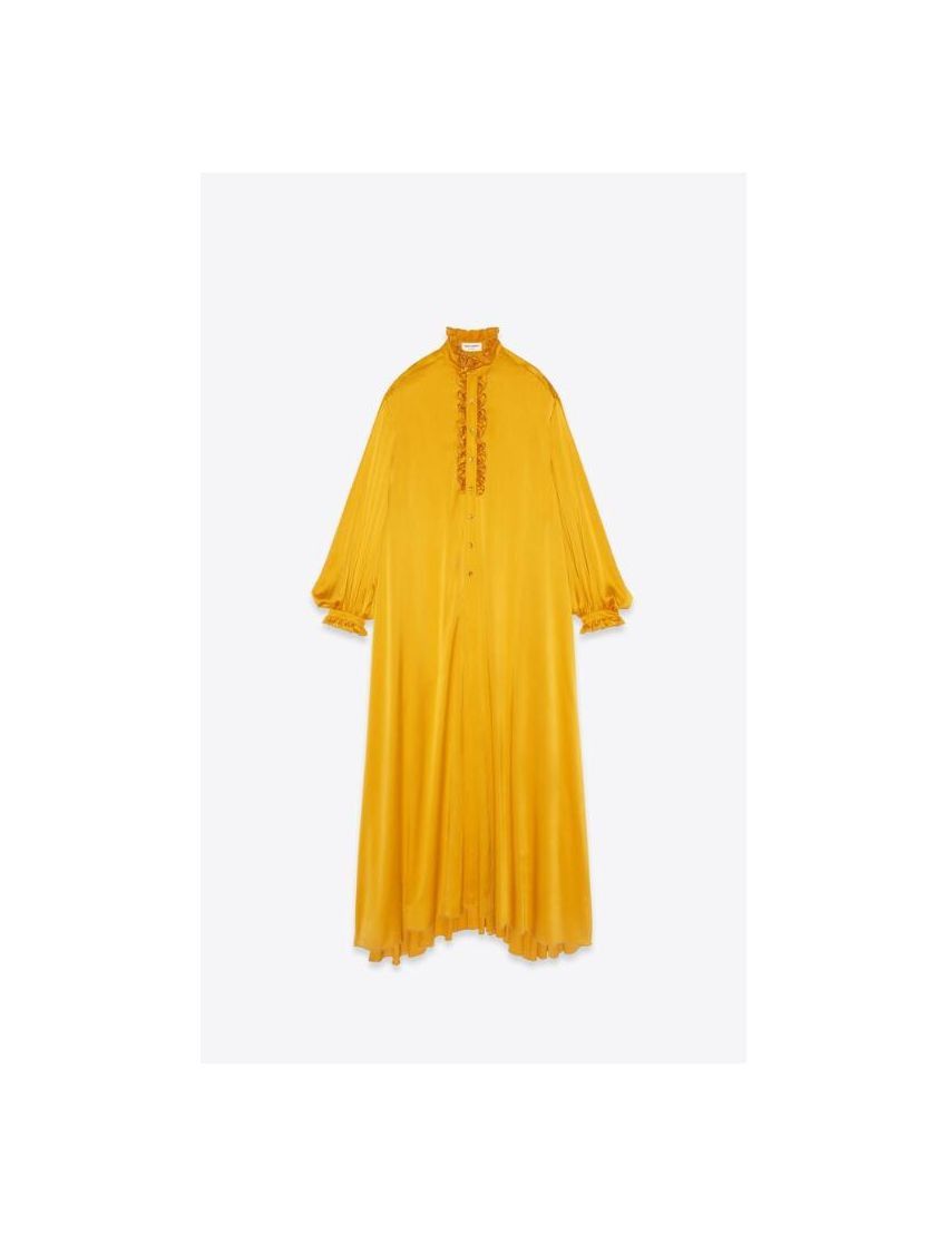 oc11z10524 Victorian Cloak in Washed Satin Silk in Yellow