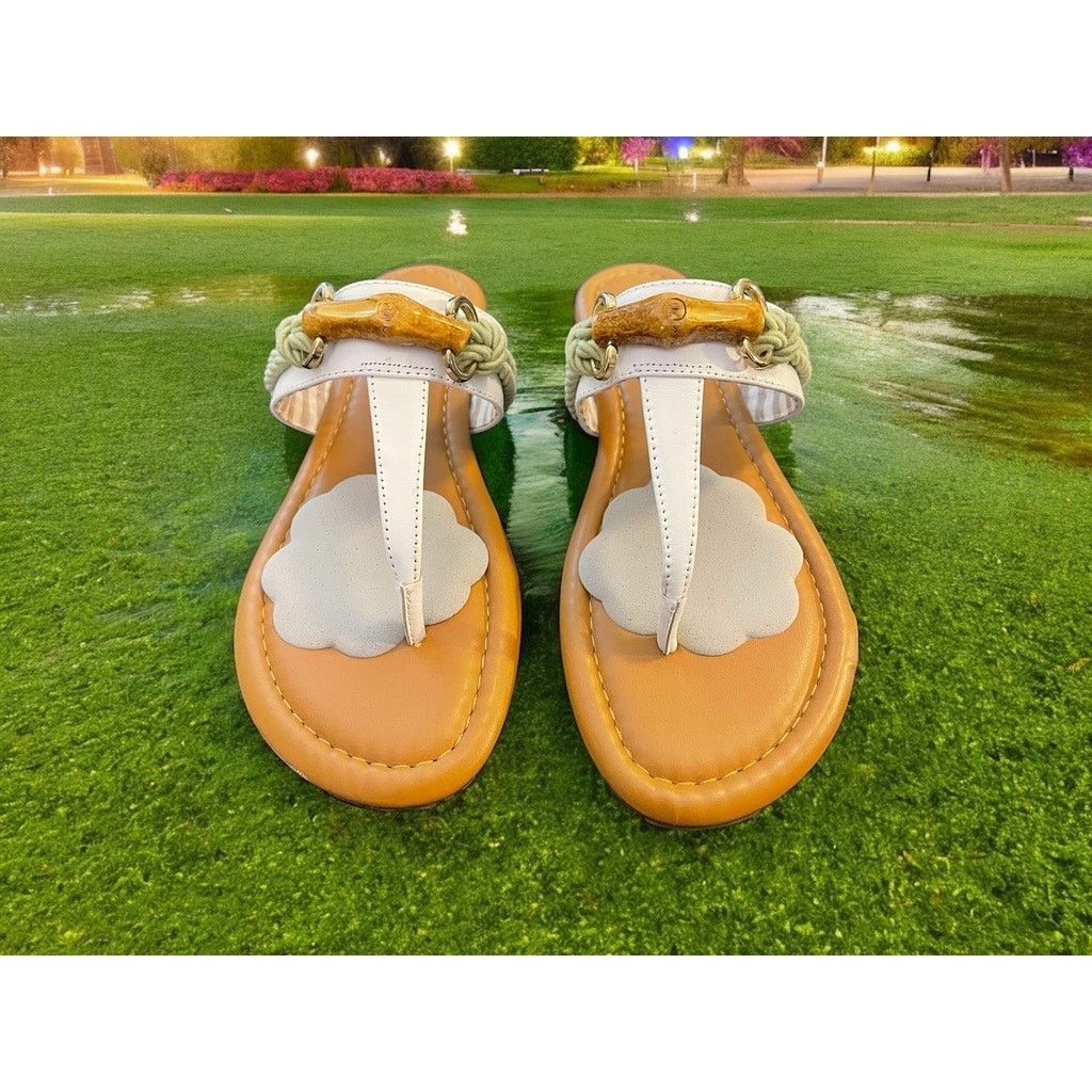 Unknown London Arturo Chiang Sandals Sz 6.5 Ivory White Rope Leather Thong Size US 6.5 / IT 36.5 - 2 Thumbnail