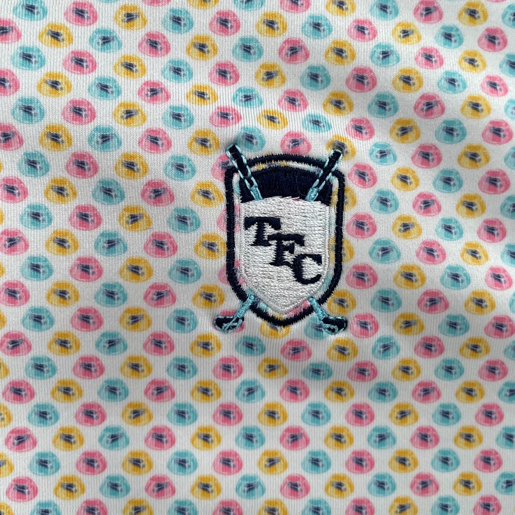 Peter Millar Peter Millar Shirt Polo Adult XL White All Over Print Golf Logo The Founders Club Mens XL Polo Shirt Size US XL / EU 56 / 4 - 4 Thumbnail