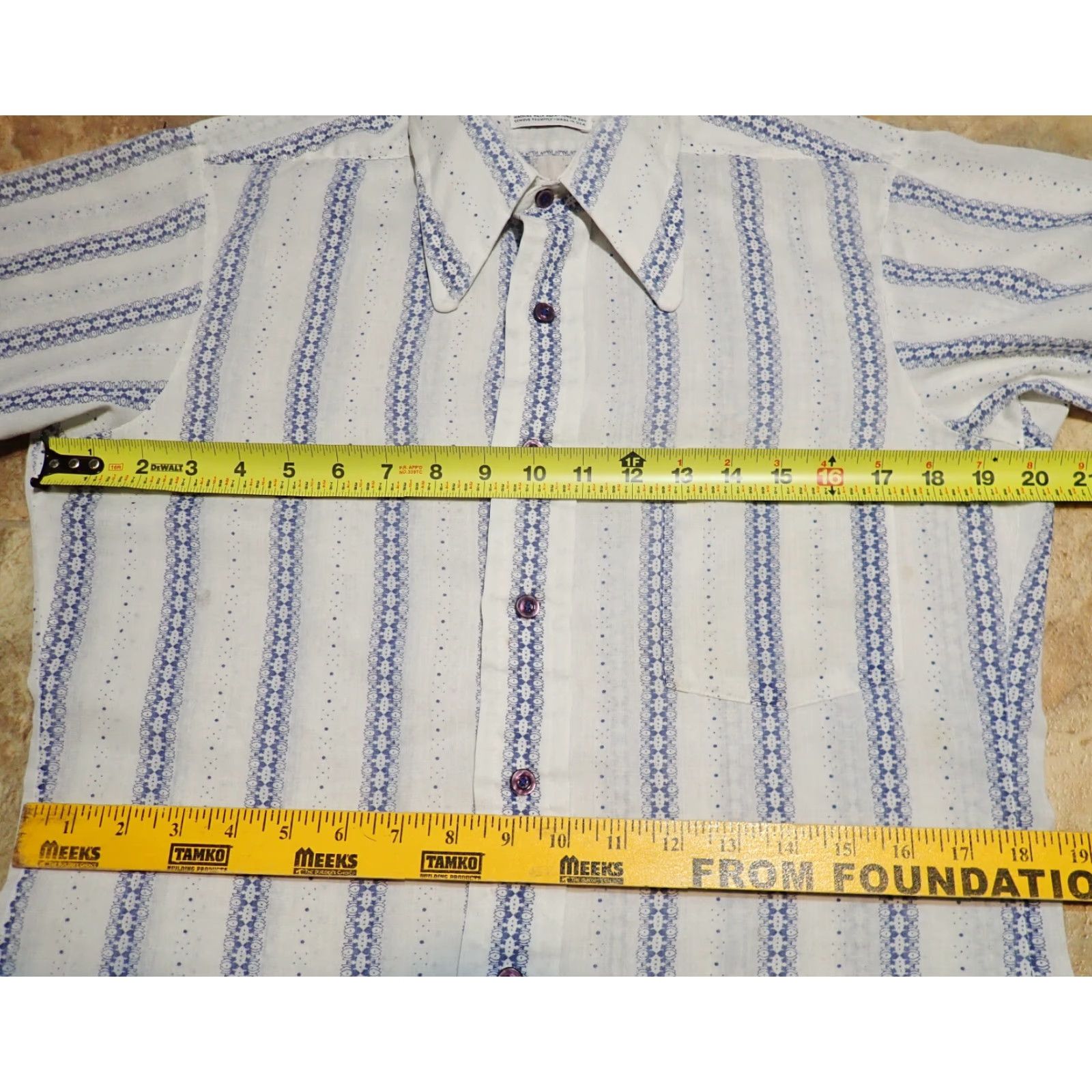 Vintage VINTAGE Career Club Shirt Mens 1960s Blue & White Striped Disco AOP 1960s 70s Rockabilly Small Mens Size US S / EU 44-46 / 1 - 5 Thumbnail