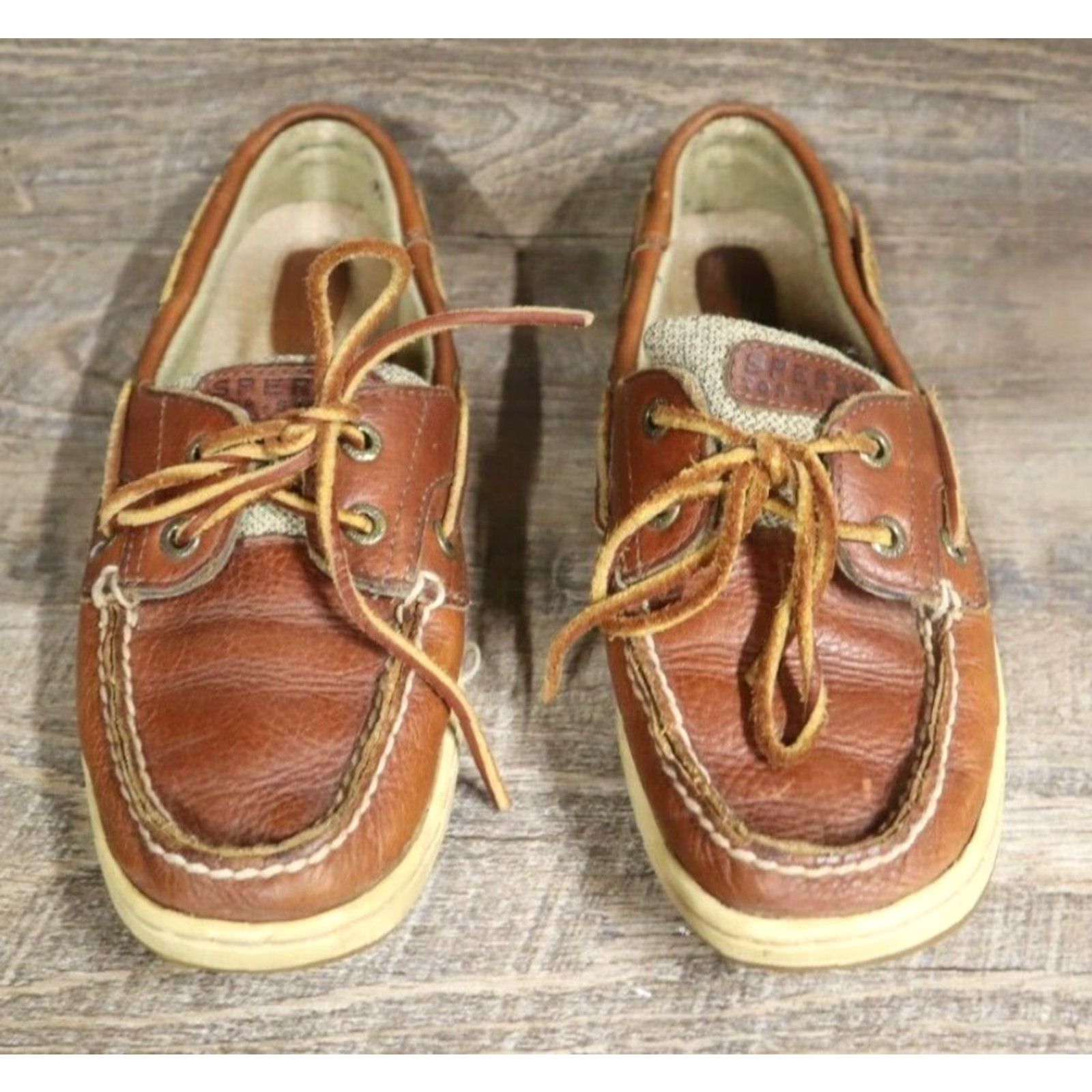 Sperry VINTAGE Sperry Top Sider Women’s Leather Moccasin Boat Shoe Loafers Brown 7.5 M 9276632 Size M / US 6-8 / IT 42-44 - 3 Thumbnail