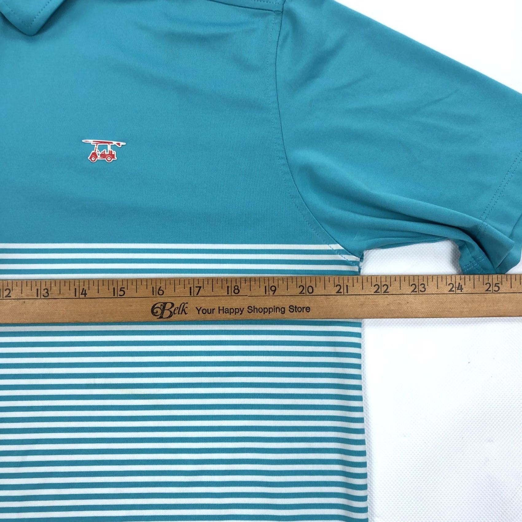 Vintage Bald Head Blues Polo Shirt Men S Teal White Striped Performance Golf Shirt Tee Shirt Polo Size US S / EU 44-46 / 1 - 6 Thumbnail