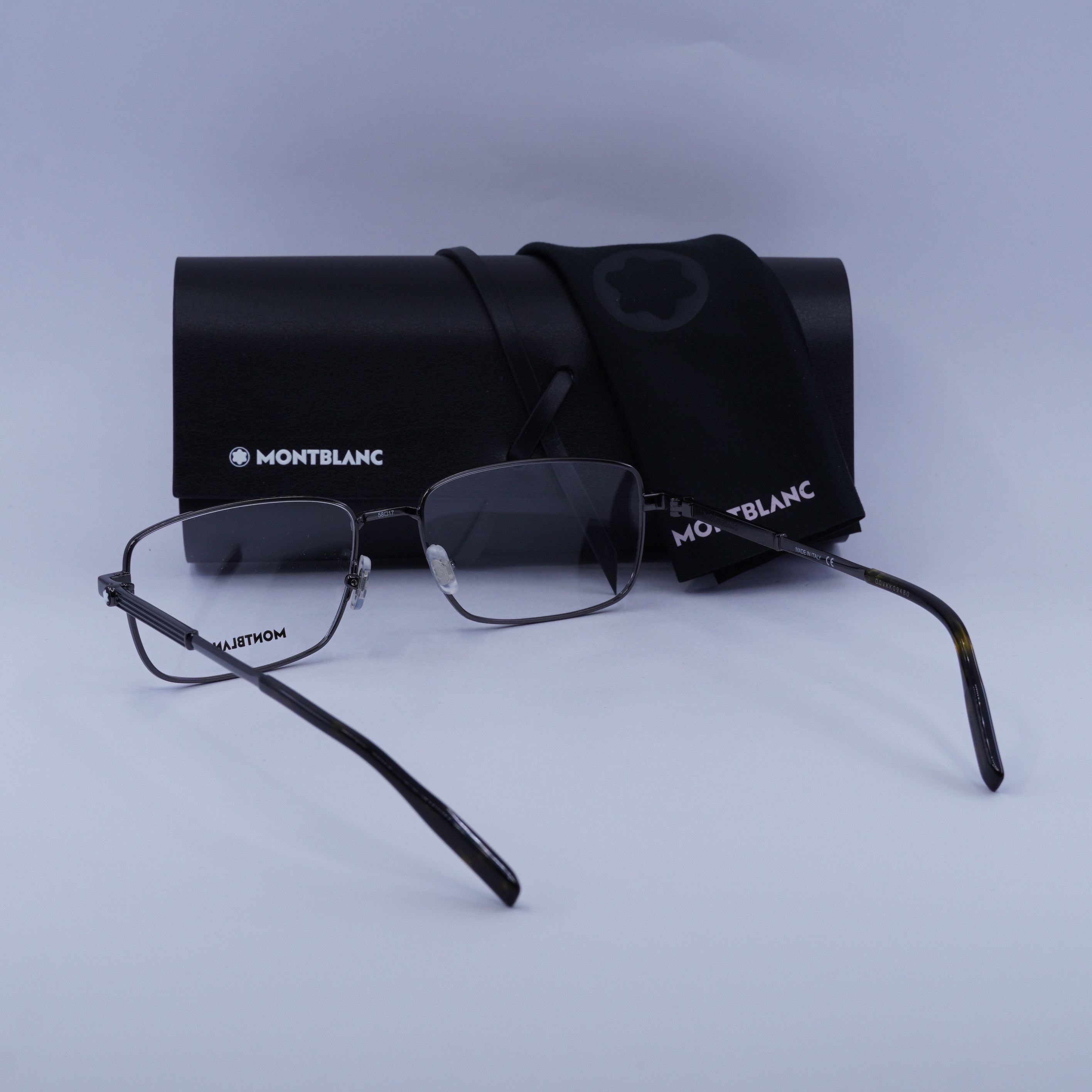 Montblanc Montblanc MB0029O 006 Eyeglasses Ruthenium 58mm Rectangle Size ONE SIZE - 8 Thumbnail