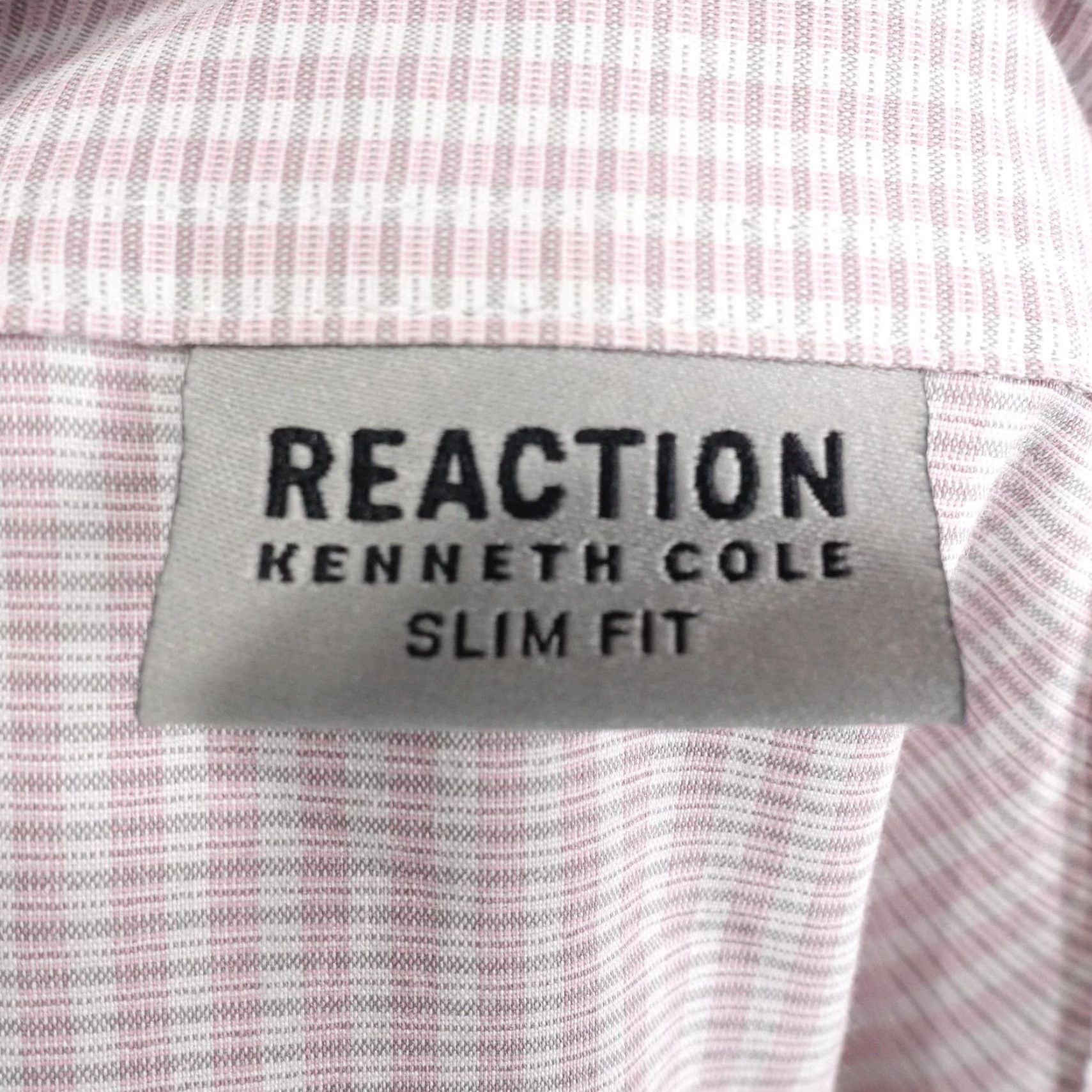 Kenneth Cole Kenneth Cole Reaction Dress Shirt Mens 16 34/35 Pink Check Slim Point Collar Button-Up Long Sleeve Stretch Size 42R - 6 Thumbnail