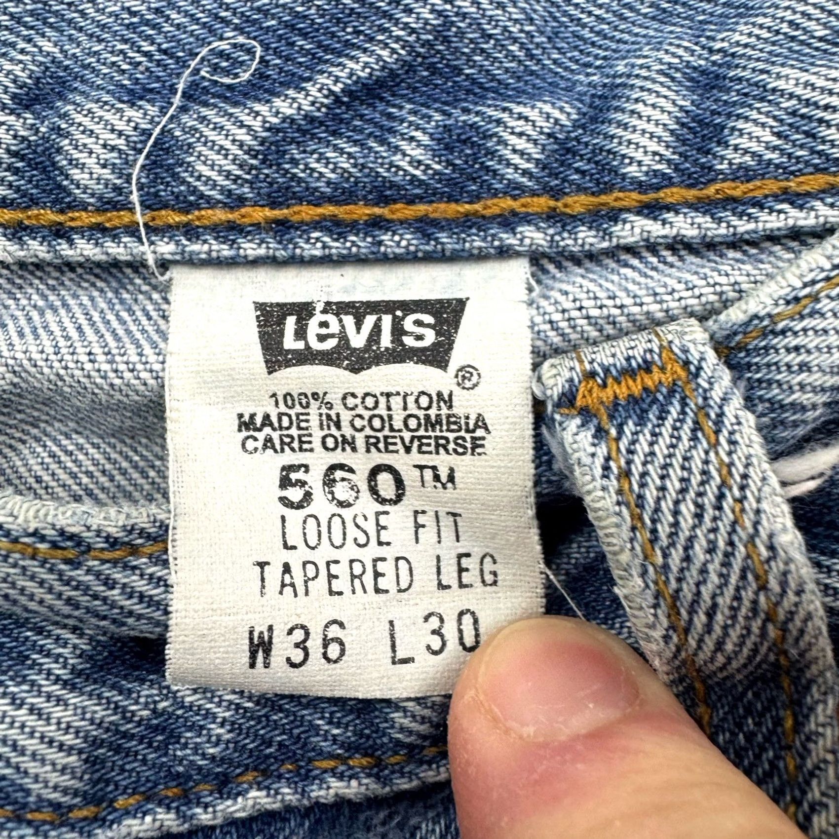 Levi's VINTAGE Levis 560 Loose Tapered Pants Adult 36x30 Blue 90s American Red Tab Mens Hipster Size US 36 / EU 52 - 3 Thumbnail