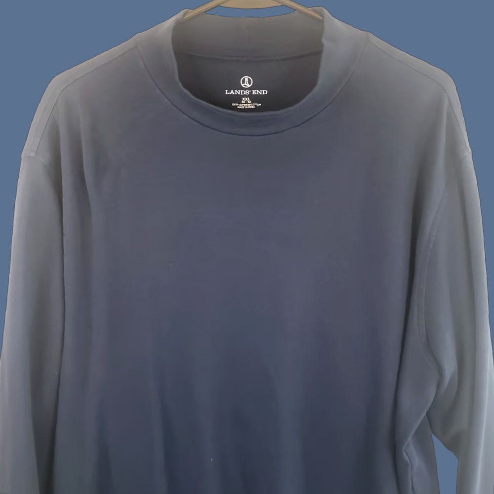 Lands' End Lands' End Super-T Shirt Men's XXL Black Supima Cotton Mock Neck Long Sleeve T-Shirt Solid Size US XXL / EU 58 / 5 - 1 Thumbnail