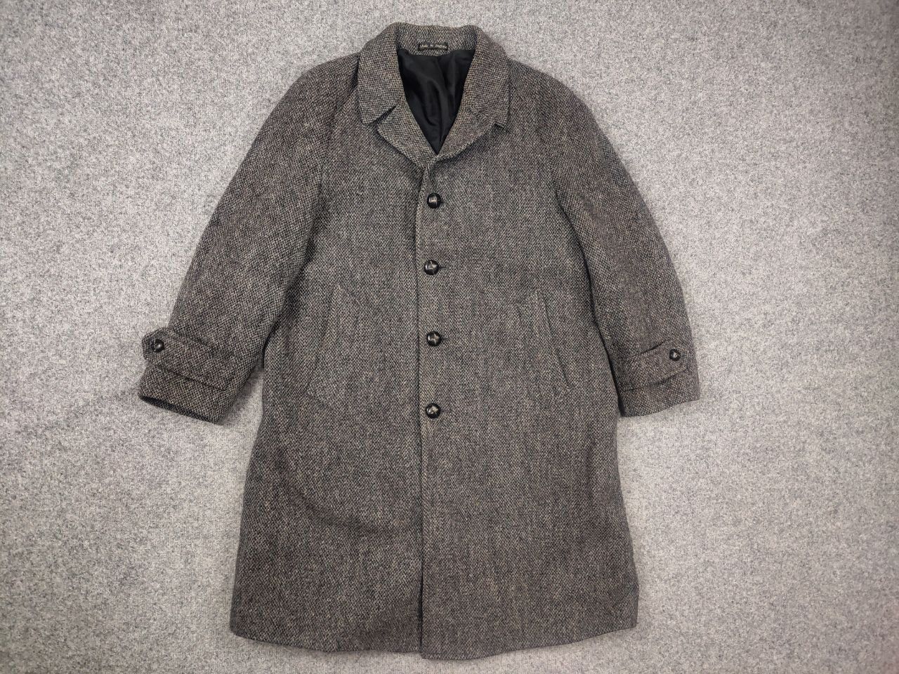 Harris Tweed Vintage 80's Harris Tweed Gray Wool herringbone Coat Jacket Size US L / EU 52-54 / 3 - 2 Thumbnail