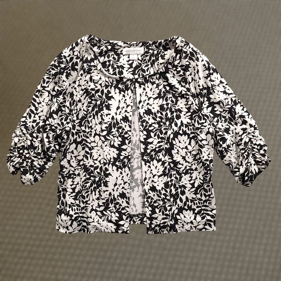 Vintage Christopher & Banks Top Womens 8 Lightweight Floral Open Front Cardigan Size Size M / US 6-8 / IT 42-44 - 1 Thumbnail