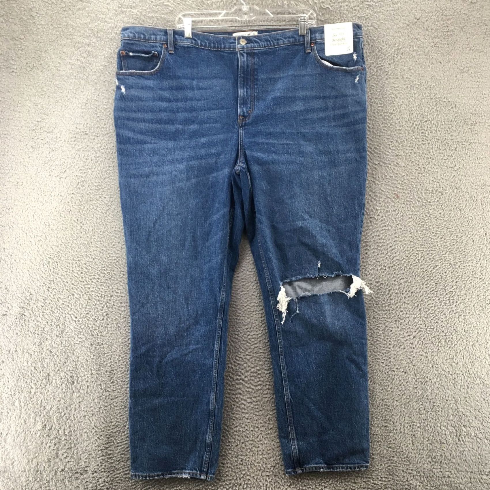 Abercrombie & Fitch Abercrombie & Fitch The 90s Straight Jeans Womens 37 Blue High Rise Ripped NEW Size 25" / US 0 / IT 36 - 2 Thumbnail
