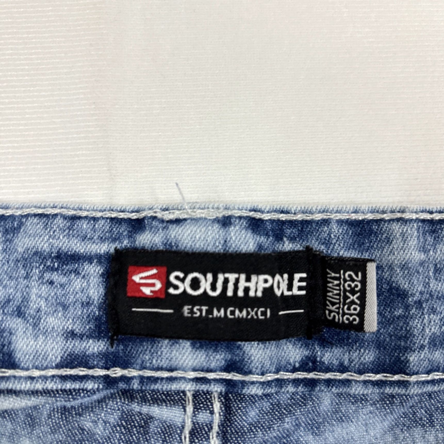 Southpole South Pole Jeans Mens 36x32 Light Wash Zipper Pockets Skinny Size US 36 / EU 52 - 2 Thumbnail