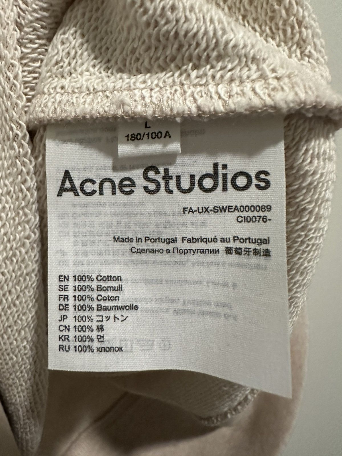 Acne Studios Acne Studios Fairview Face Beige Sweatshirt Size Large Size US L / EU 52-54 / 3 - 3 Thumbnail