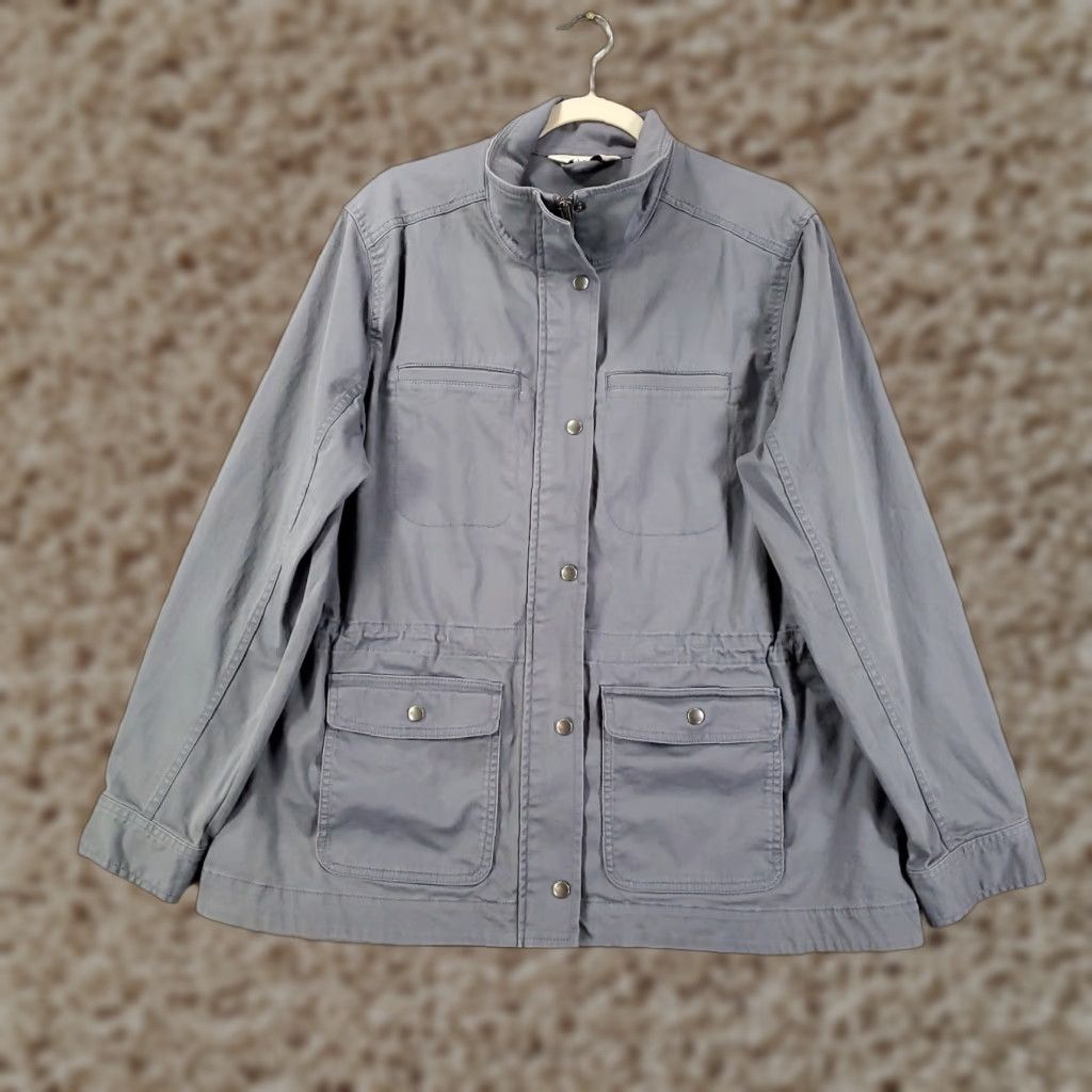 Vintage L.L. Bean Jacket Women XL Beanflex Utility Gray Blue Full Zip Snap Up Stretch Jacket Size XL / US 12-14 / IT 48-50 - 1 Thumbnail