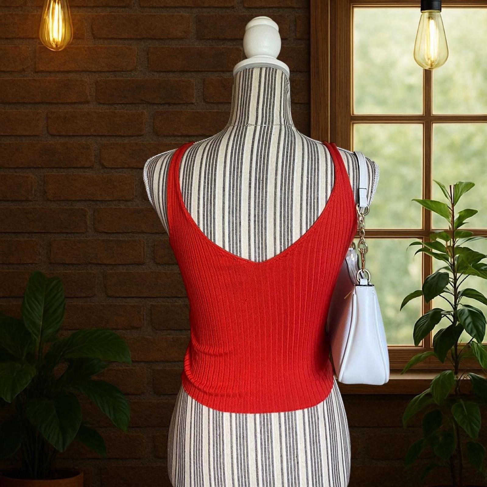 Other Orange ribbed tank top with built, ideal for a night out Size XS / US 0-2 / IT 36-38 - 3 Thumbnail