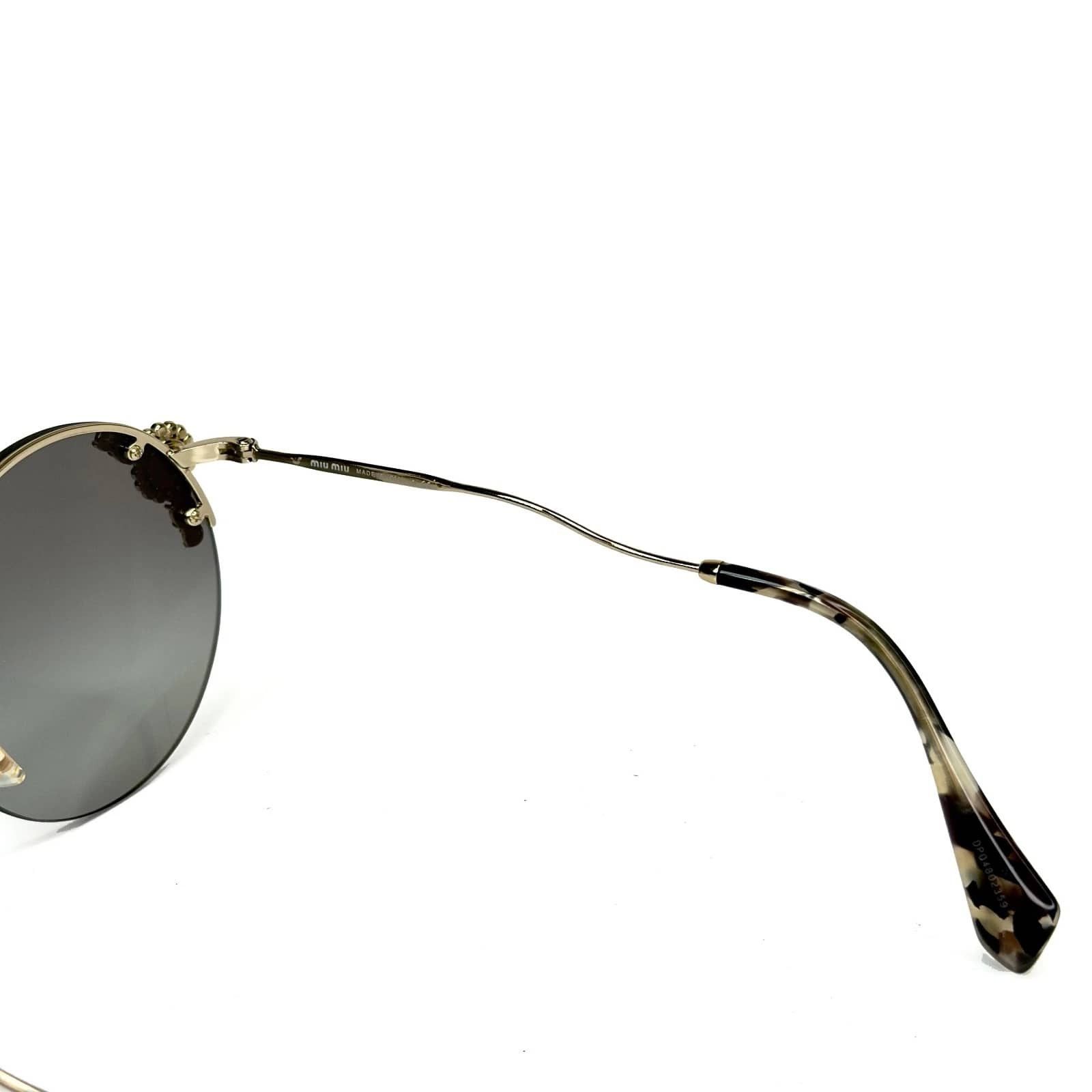 Miu Miu MIU MIU MU52TS Gold Crystal Jewel Pearl Gray Round Sunglass Size ONE SIZE - 8 Thumbnail