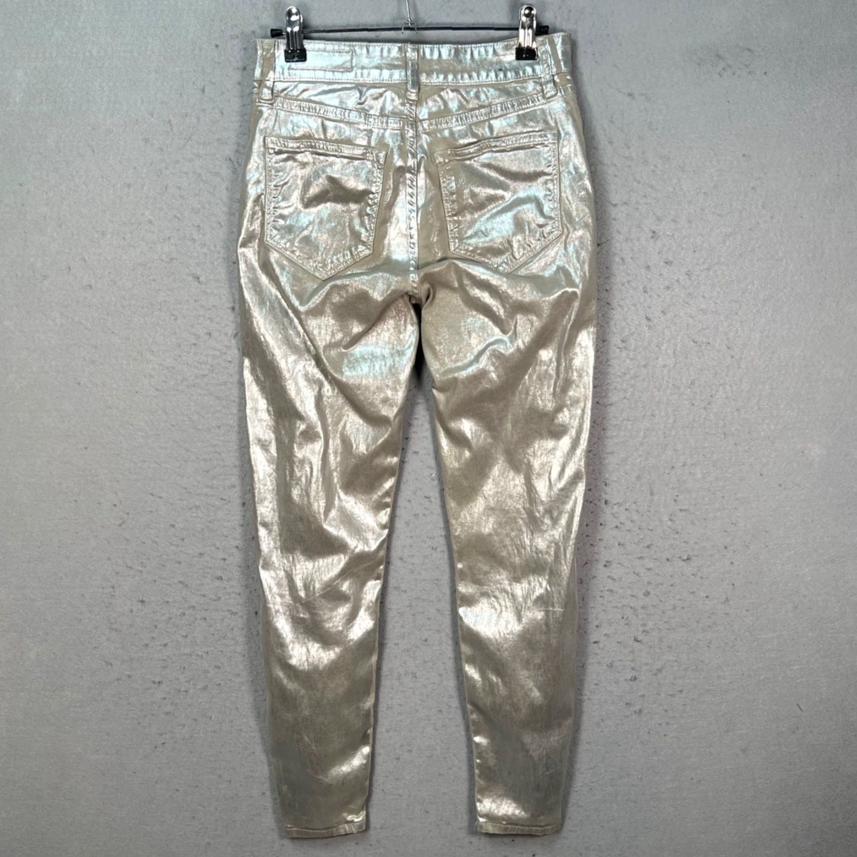 Allsaints AllSaints Womens Jeans Skinny Denim 28 Silver Foil Metallic 5-Pocket Zip Mid Rise Cotton Lyocell USPS Next Day Shipping Womens Size 28" / US 6 / IT 42 - 2 Thumbnail