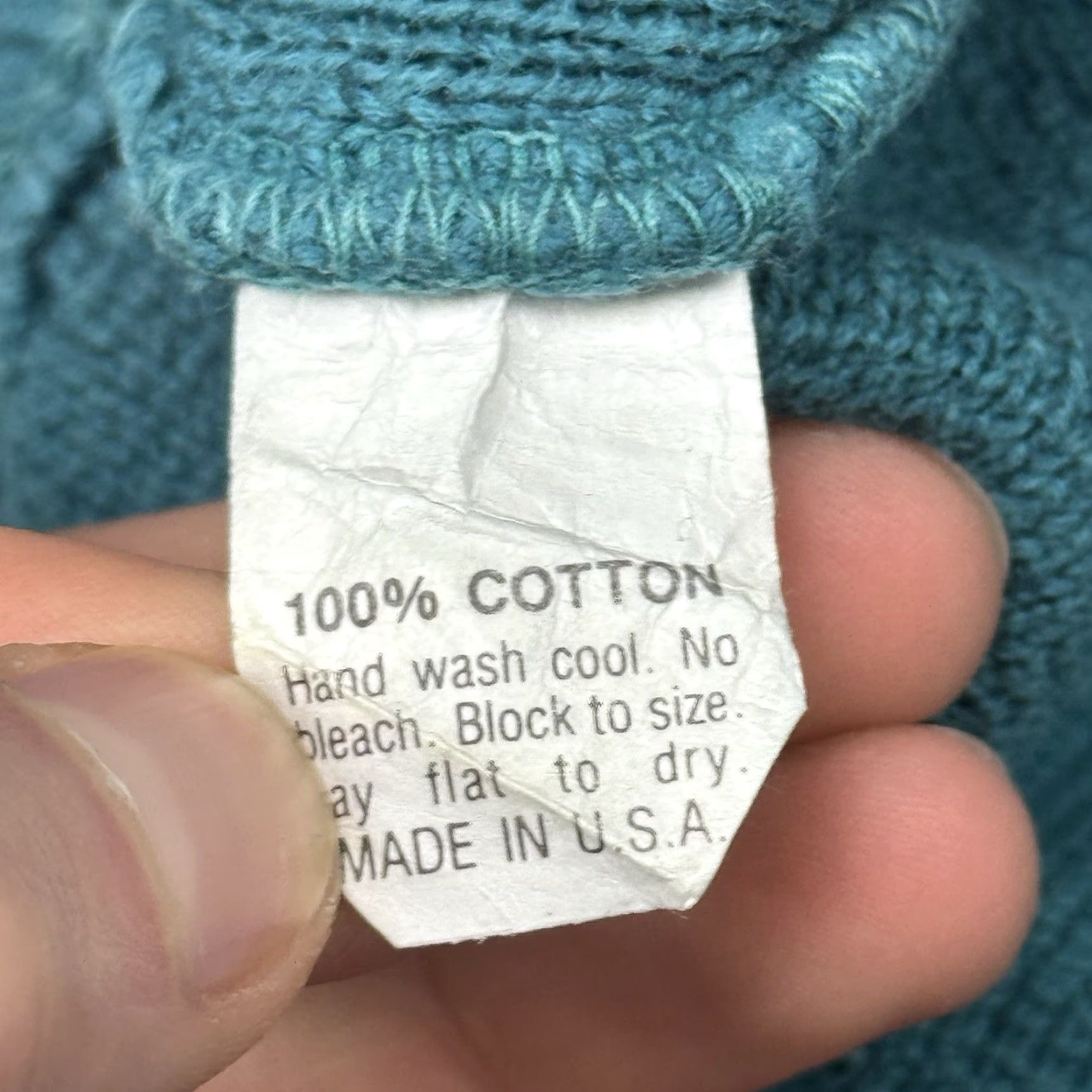 AQUA VINTAGE SPAGO Cotton Knit Sweater Aqua Blue 80s Retro Long Sleeve Women's Medium Size M / US 6-8 / IT 42-44 - 6 Thumbnail