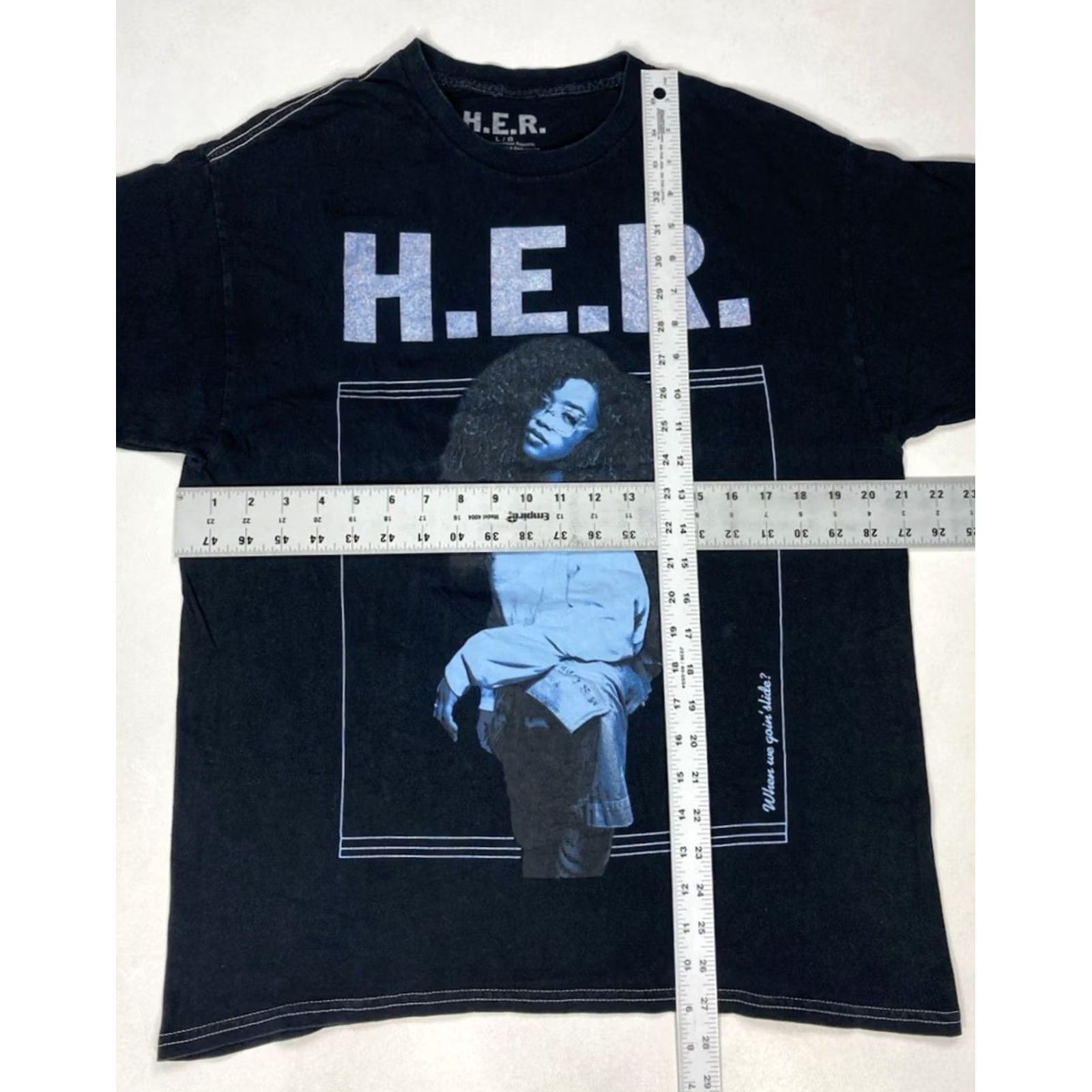 Vintage VINTAGE H.E.R. When We Goin Slide Graphic T-shirt Men Large Black Short Sleeve Music Size US L / EU 52-54 / 3 - 6 Thumbnail