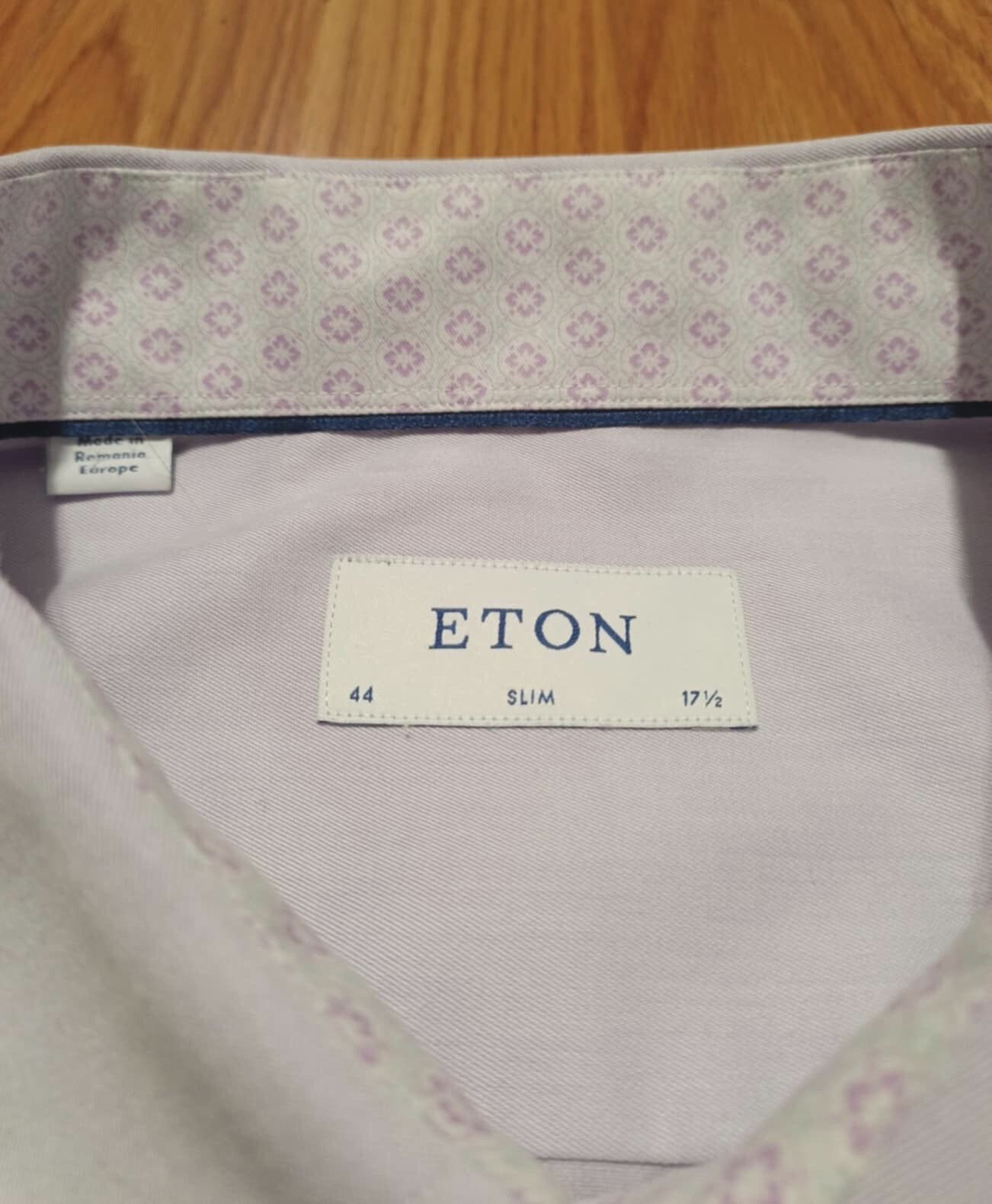 Eton ETON Sweden Light Purple Mens Slim Shirt Size 17.5 / 44 Size 44S - 4 Thumbnail