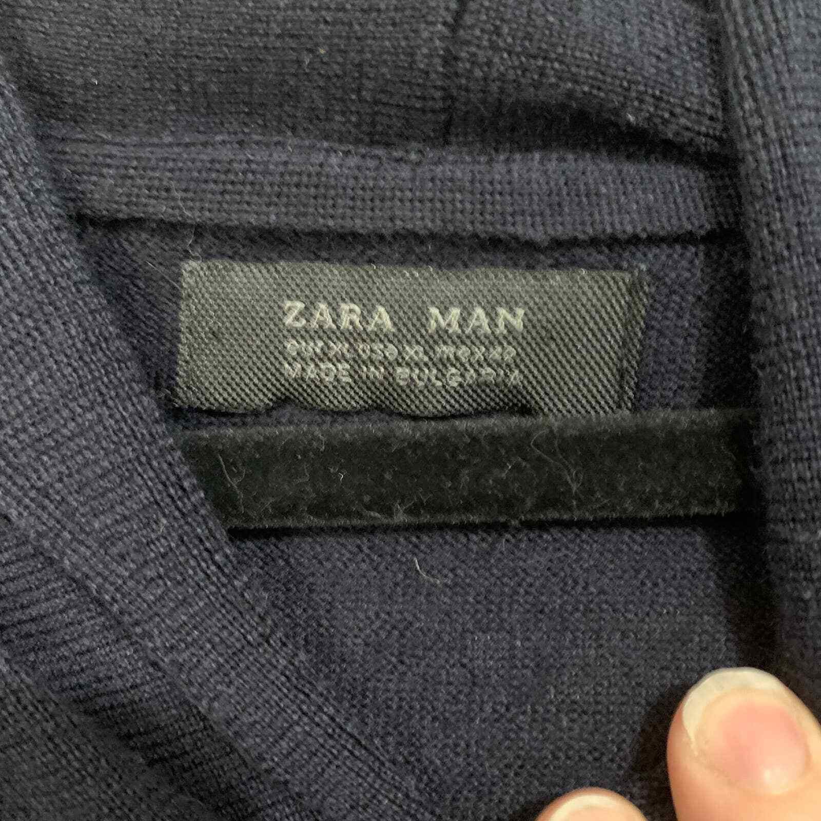 Zara Zara Men's Heritage Navy Blue Wool Sweater XL Classic Jumper Size US XL / EU 56 / 4 - 3 Thumbnail