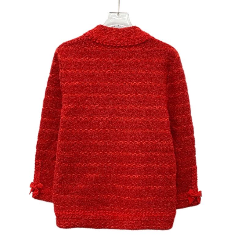 Gucci GucciRed bow wool long-sleeved braided cardigan jacket 2503 Size XS / US 0-2 / IT 36-38 - 2 Thumbnail