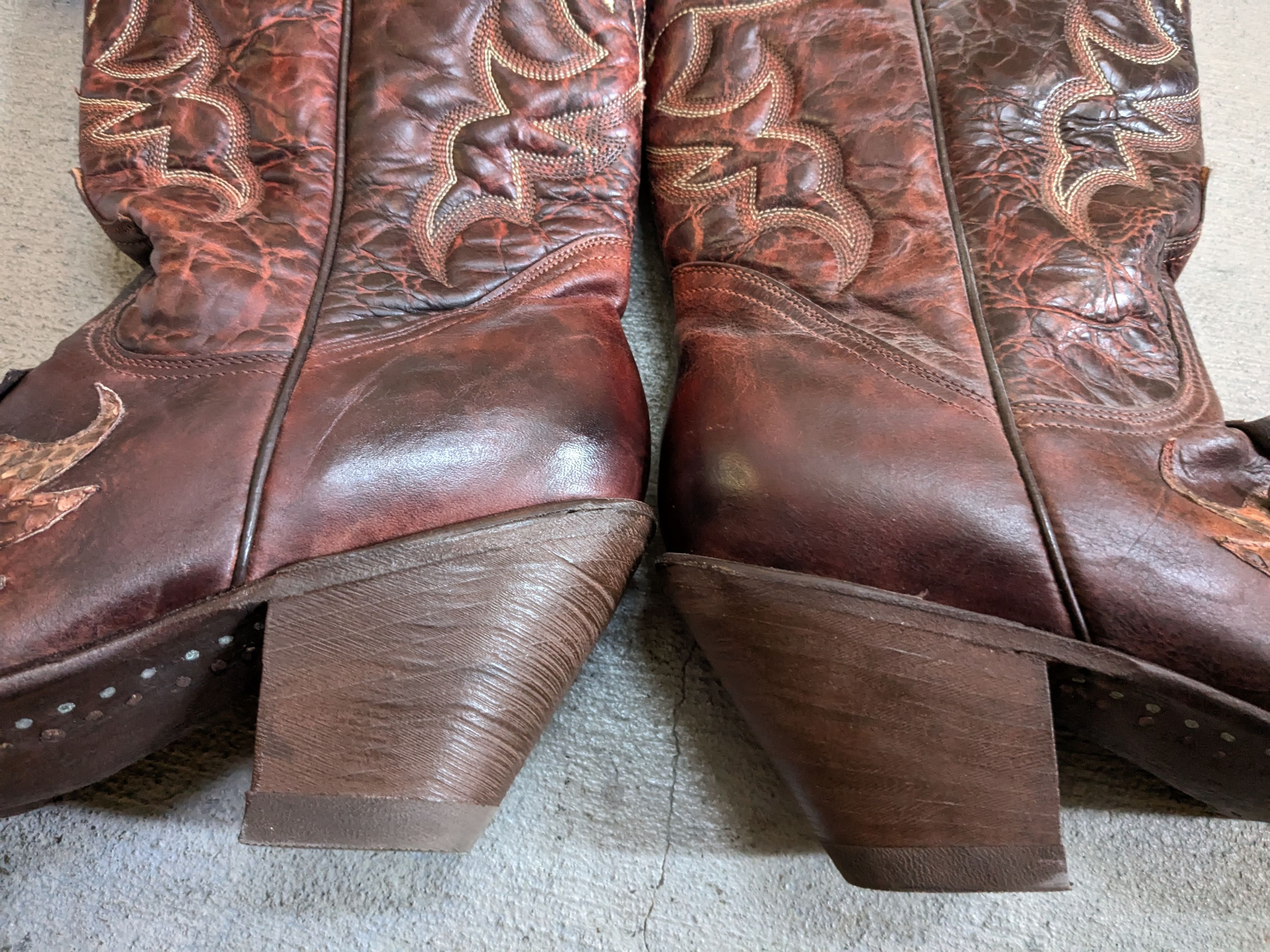 Genuine Leather × Vintage Stetson Cowboy Boots Brown Python Women 9 Snakeskin Size US 9 / EU 42 - 4 Thumbnail