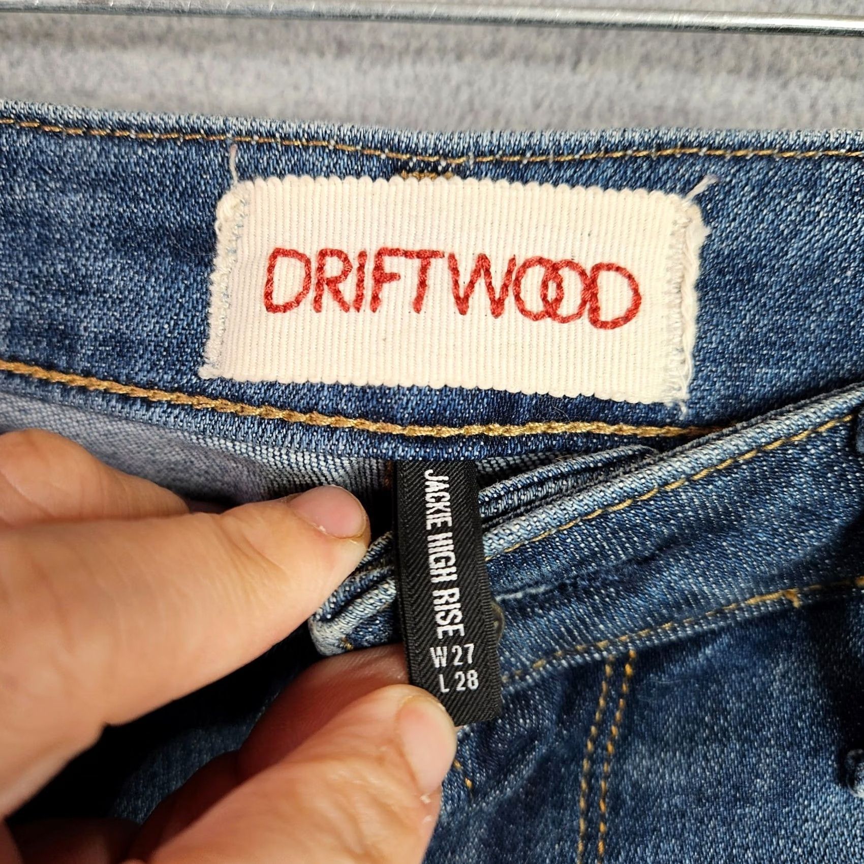 AYR Ayr Driftwood Blue Jeans W27 High Rise Slim Embroidered Side 5-Pocket Denim Cotton/Spandex Women/Metrics Size 27" / US 4 / IT 40 - 6 Thumbnail