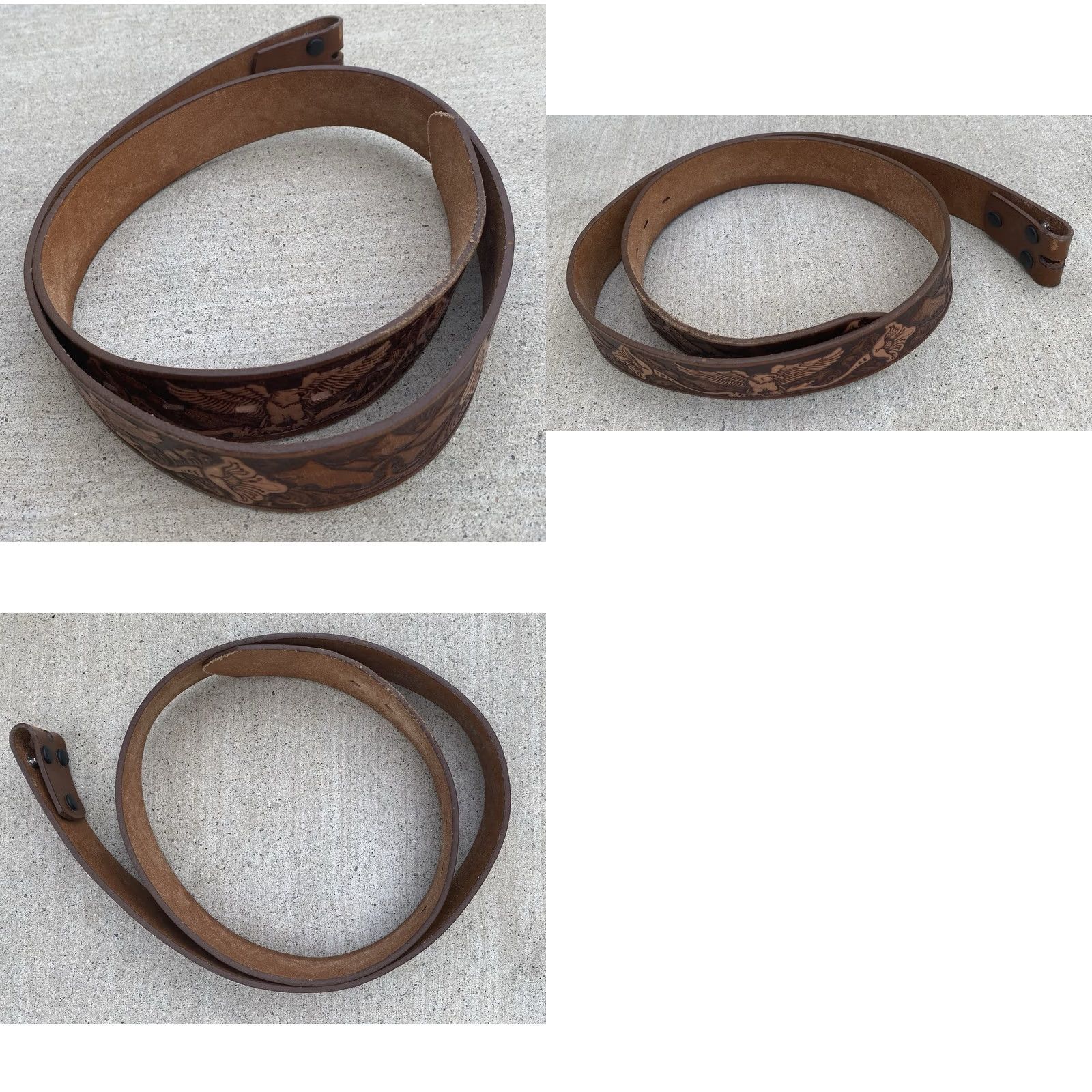 Vintage VINTAGE Eagle Tooled Leather Belt Mexico Western Biker Americana Cowboy Sz 38 40 Size 38 - 10 Thumbnail