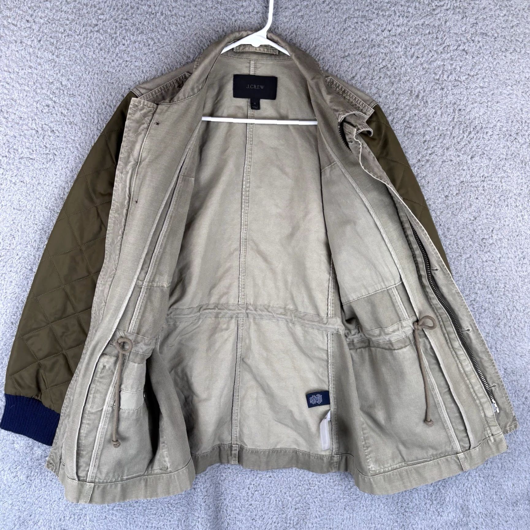 J.Crew J.CREW Jacket Womens M Olive Canvas Twill Chore Military Pockets Short Sleeve Full Zip Lightweight Camo Army Outdoor Preppy Size M / US 6-8 / IT 42-44 - 5 Thumbnail