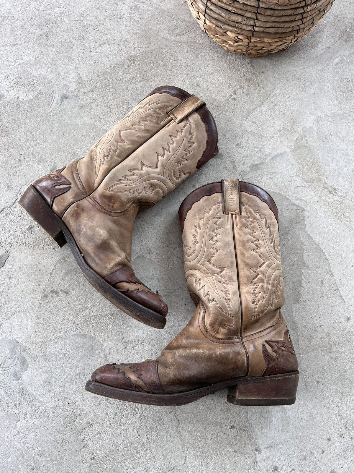Cowboy Equipment Vintage Sancho Leather Western Cowboy Boots Rare AvantGarde Size US 8 / EU 41 - 10 Thumbnail