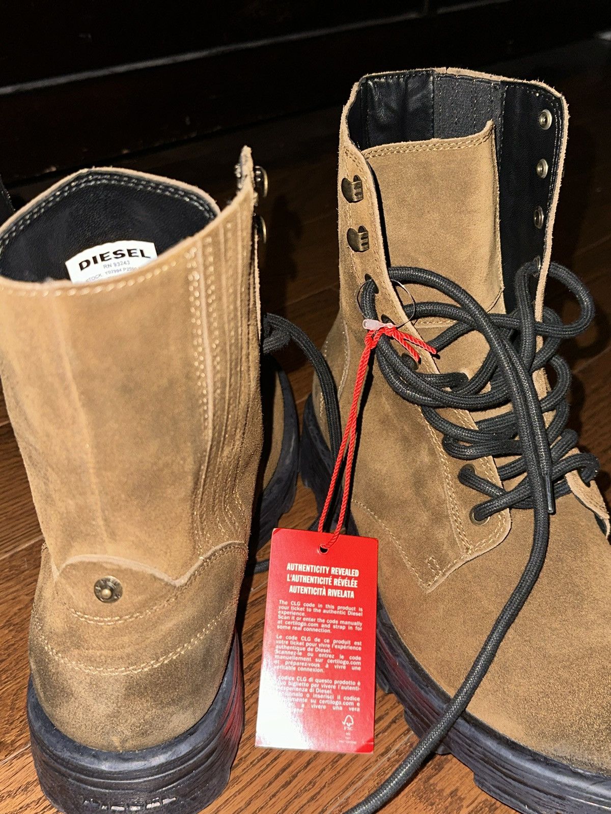 Diesel DIESEL D-HAMMER BT Combat Boots - Walnut Brown Oiled Suede Size US 10.5 / EU 43-44 - 13 Thumbnail