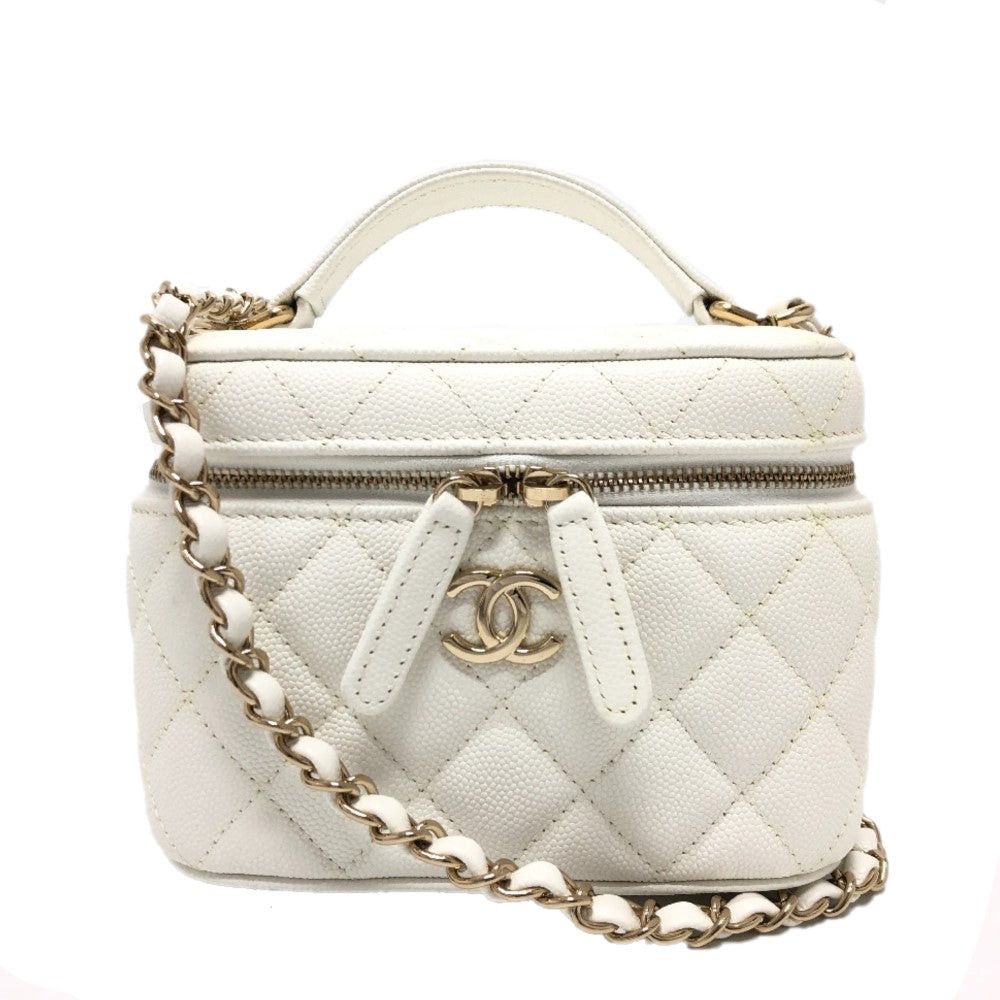 Chanel Chanel As3171 Coma Mark Cc Vanity Bag Chain 2 Way Handbag Shoulder Caviar Skin Women White Size ONE SIZE - 1 Thumbnail