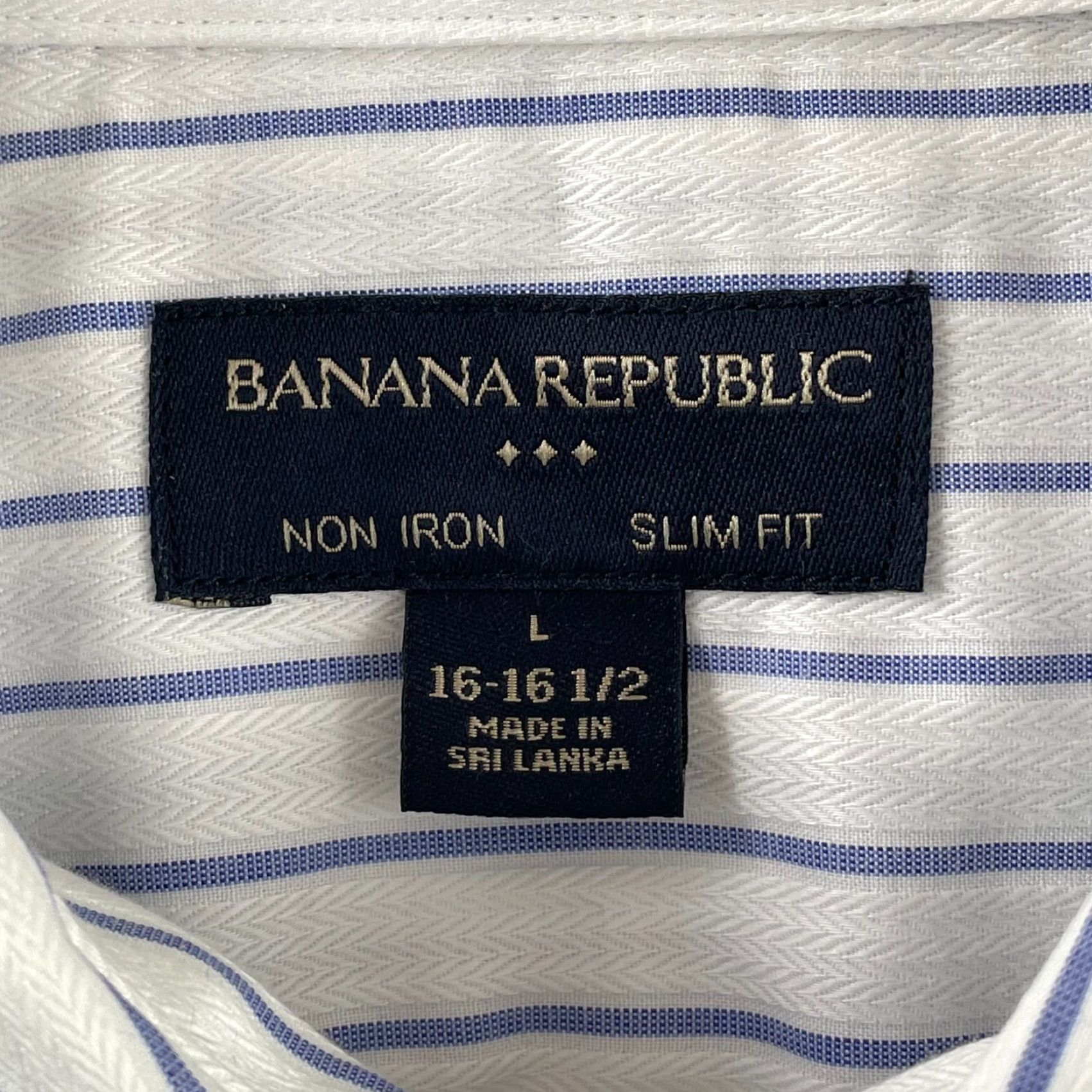 Banana Republic Banana Republic Shirt Men Large White Striped Non Iron Slim Fit Long Sleeve Size US L / EU 52-54 / 3 - 2 Thumbnail