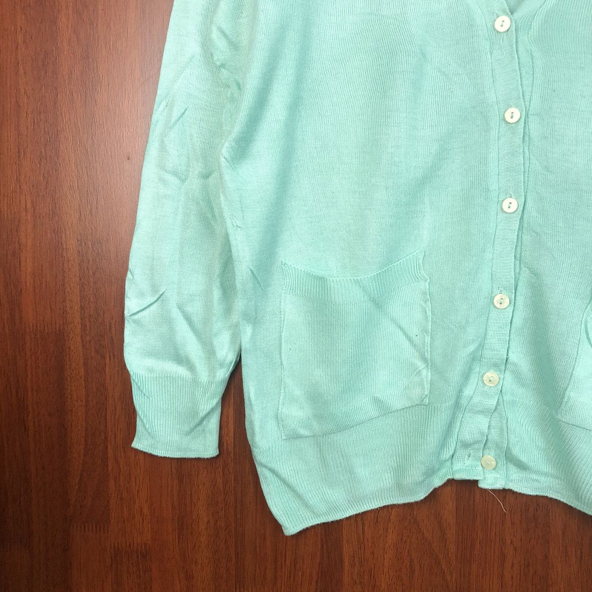 Japanese Brand Datura vintage crochet knitwear Green Cardigan #7489 Size XL / US 12-14 / IT 48-50 - 7 Thumbnail