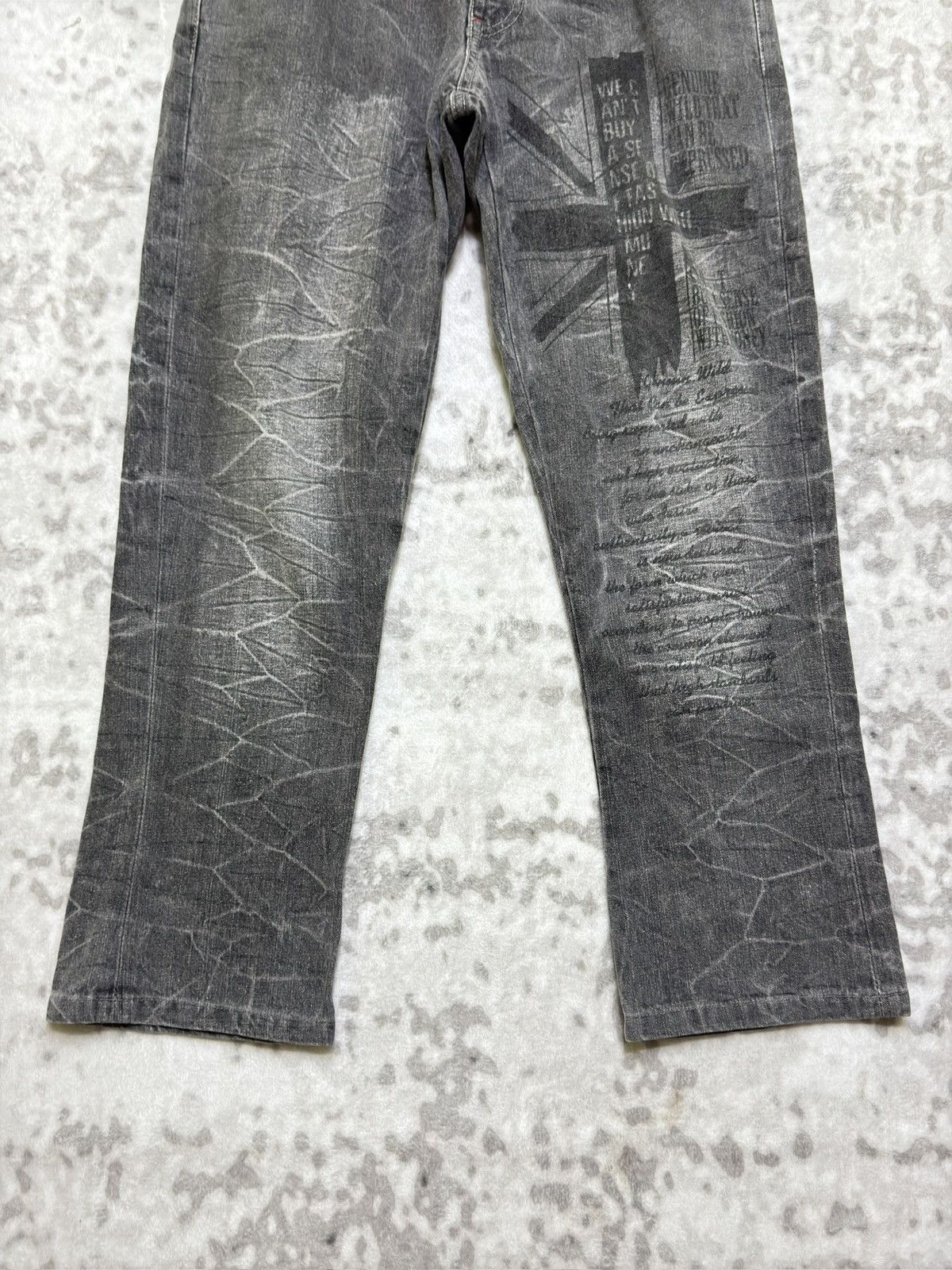 Vintage Y2K Wild Life Poem Print Whiskered Cropped Denim Jeans Size US 29 - 7 Thumbnail