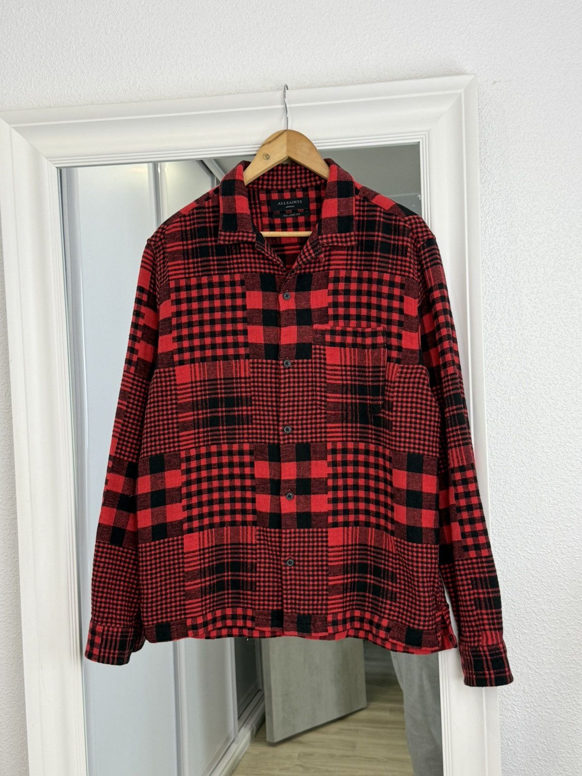 Allsaints Allsaints Brucker Shirt Plain Heavy Shirt Red/Black Size: M Size US M / EU 48-50 / 2 - 4 Thumbnail