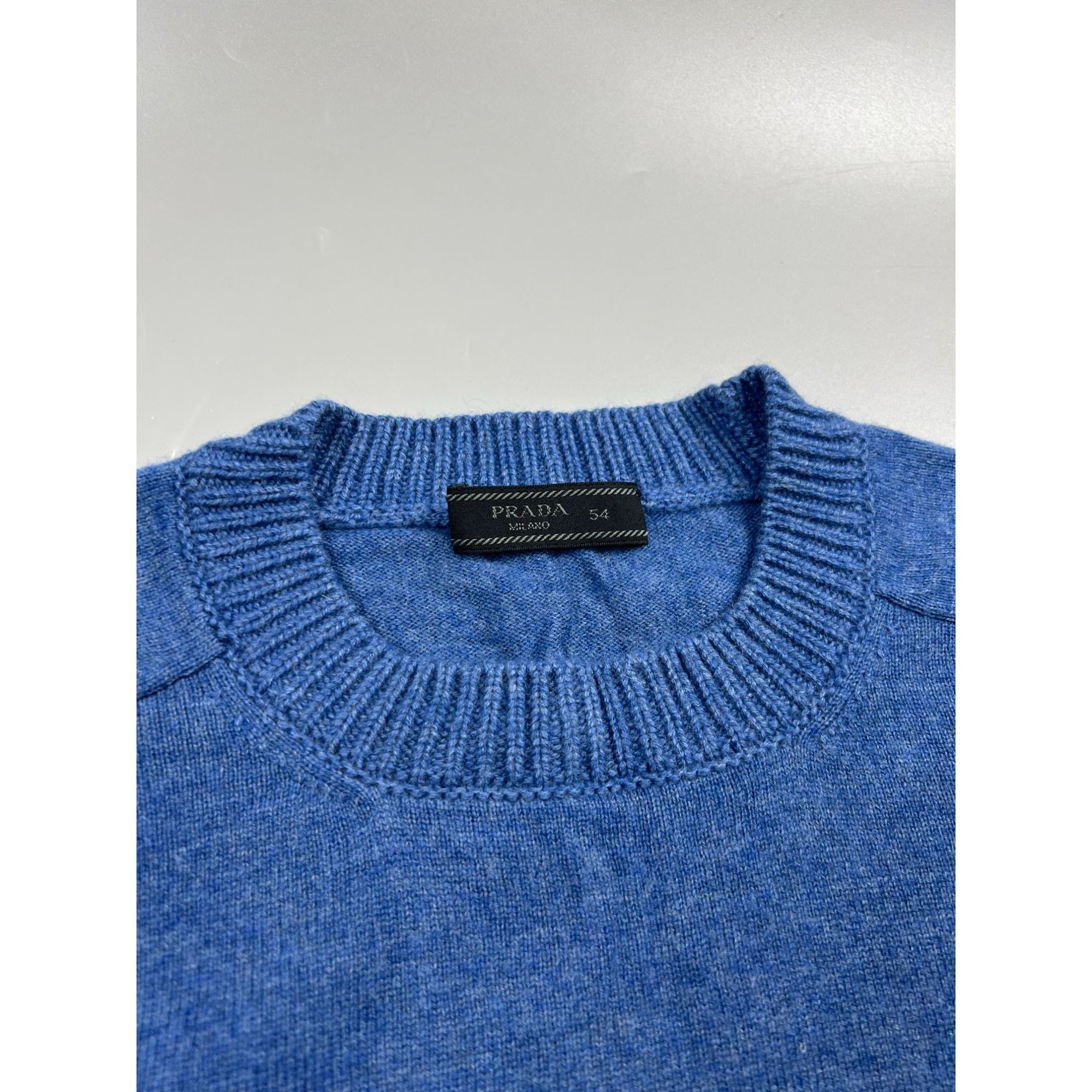 Prada Prada Blue Wool Cashmere Crew Neck Sweater (Y1015) Size US L / EU 52-54 / 3 - 3 Thumbnail