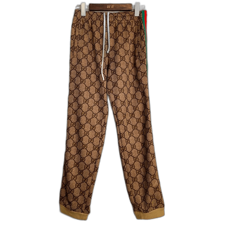 Gucci Gucci Brown Logo Print Sports Pants-2506 Size 22" - 1 Thumbnail