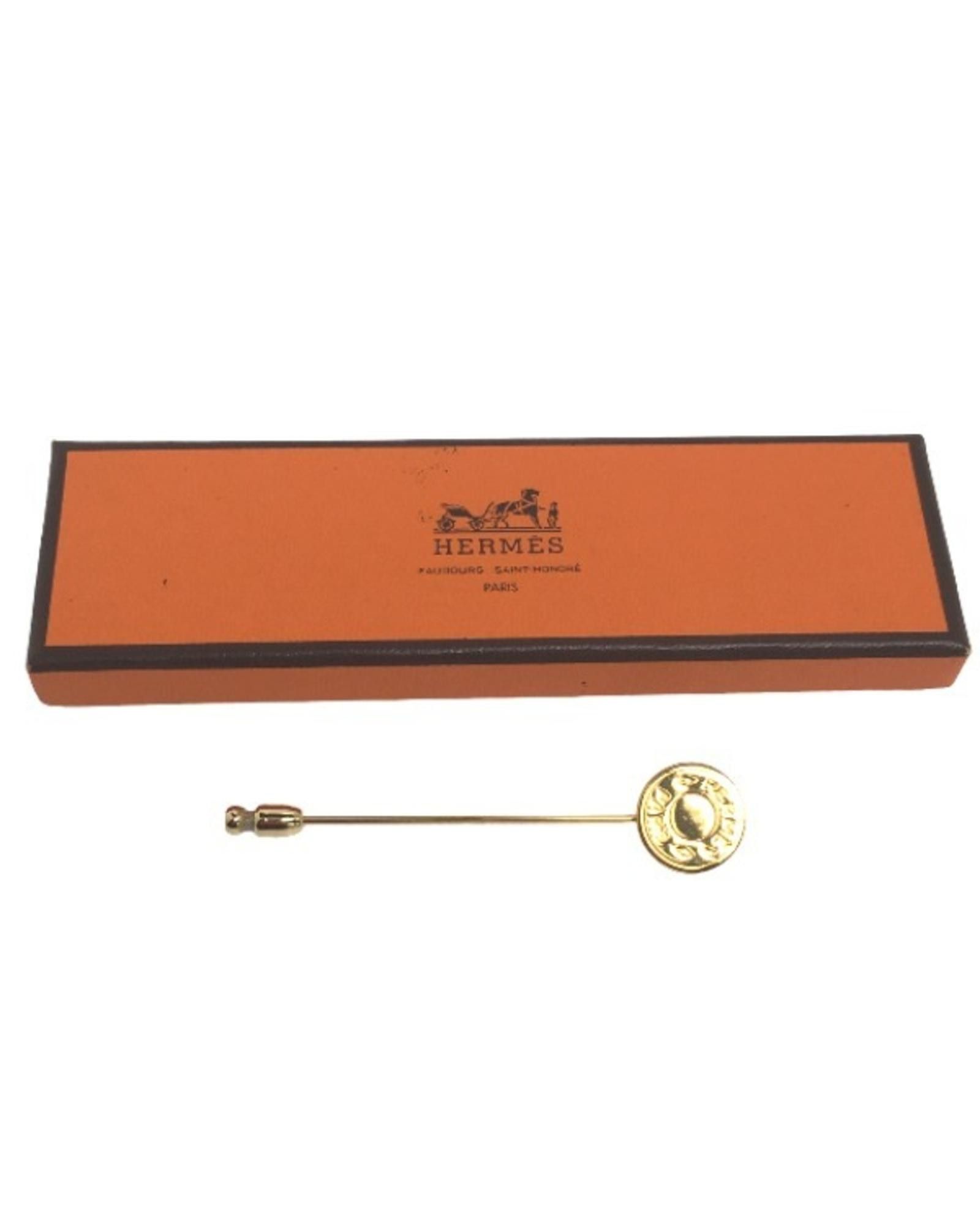 image of Hermes Gold Pin Brooch - Ab Condition, Women's