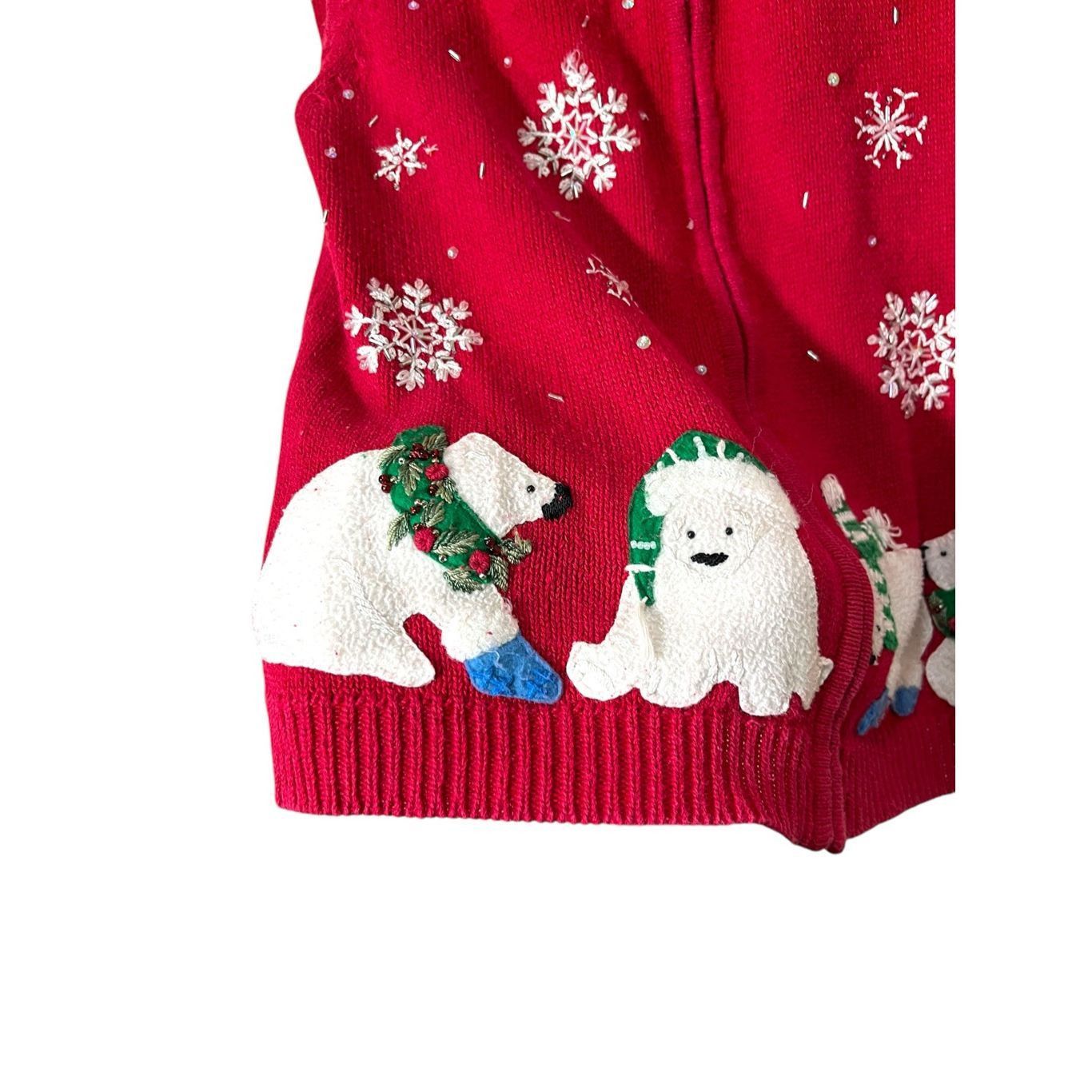 Other Vintage Tiara International Christmas Polar Bear Snowflakes Sweater Cardigan S Size S / US 4 / IT 40 - 5 Thumbnail