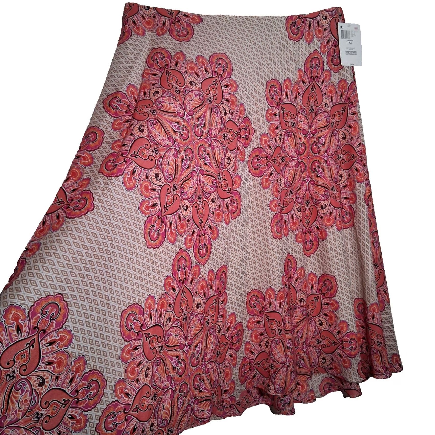 Vintage VINTAGE Jacklyn Smith Maxi Skirt Plus Size 2X Pink Paisley Mandala Boho Hippie Long Skirt Size 40" / US 18 - 3 Thumbnail