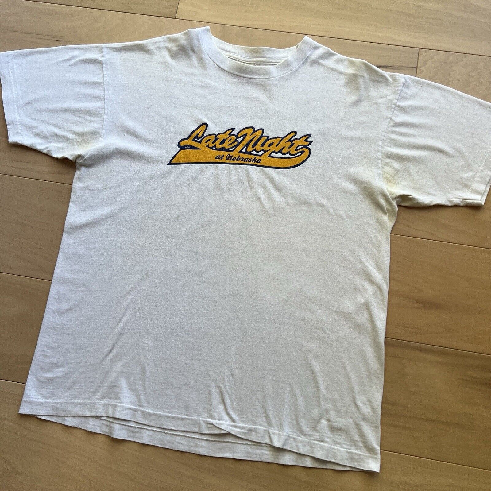 Vintage Vintage Late Night at Nebraska Shirt XL White 90s University Size US XL / EU 56 / 4 - 10 Thumbnail