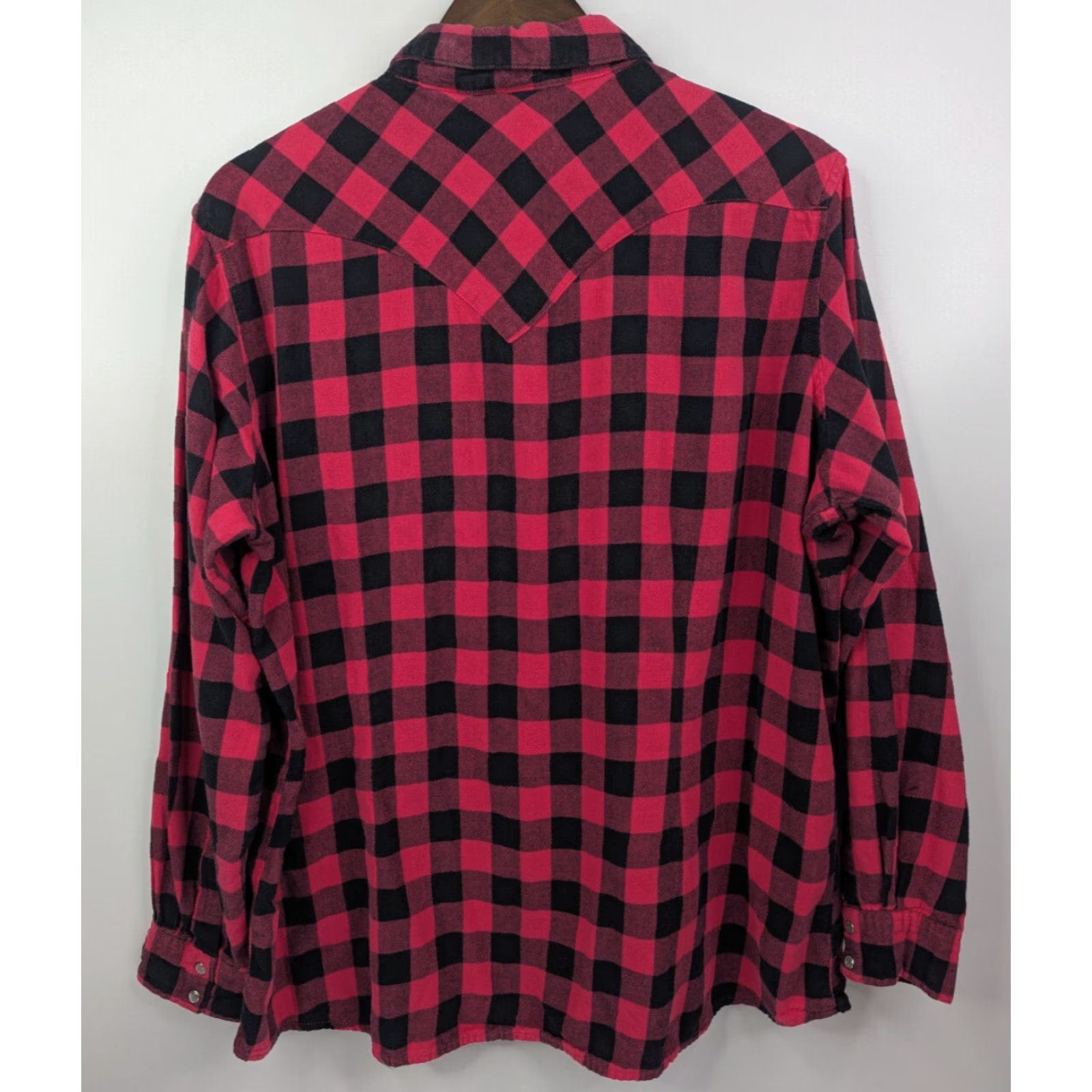 Wrangler VINTAGE Wrangler Wrancher Womens Western 3XL Flannel Red Plaid Pearl Snap Button Shirt Size XXL / US 16-18 / IT 52-54 - 4 Thumbnail