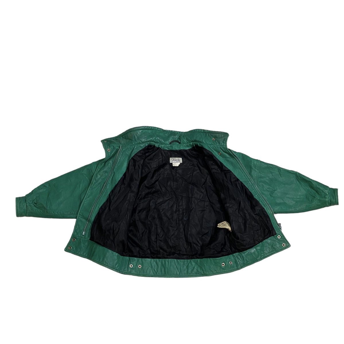 Leather × Vintage Vintage 80s teal green leather croped jacket Size M / US 6-8 / IT 42-44 - 8 Thumbnail