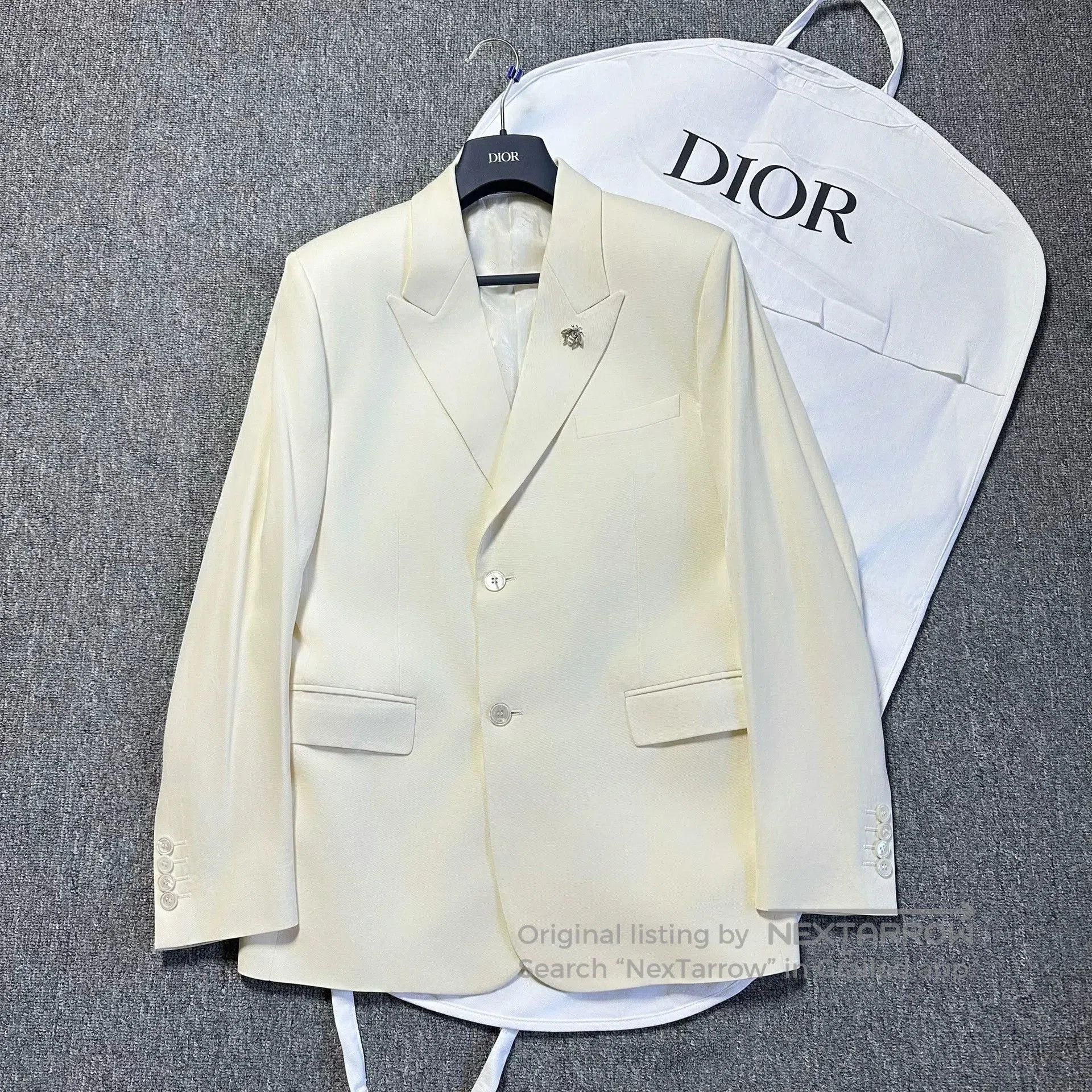 Dior White Wool Blazer with Crystal Bee.