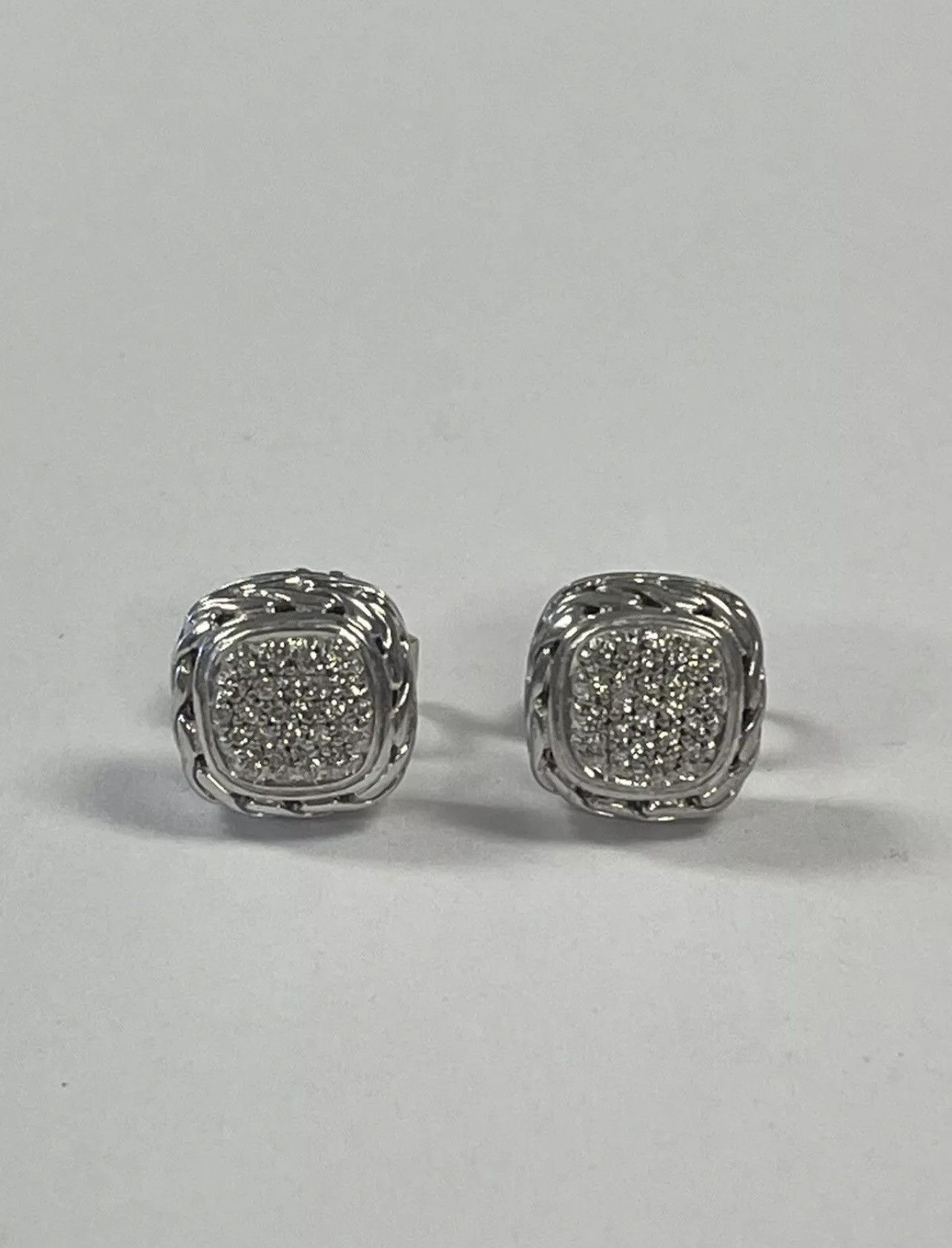 John Hardy John Hardy Classic Chain Silver & DIamond Square Earrings Size ONE SIZE - 2 Thumbnail