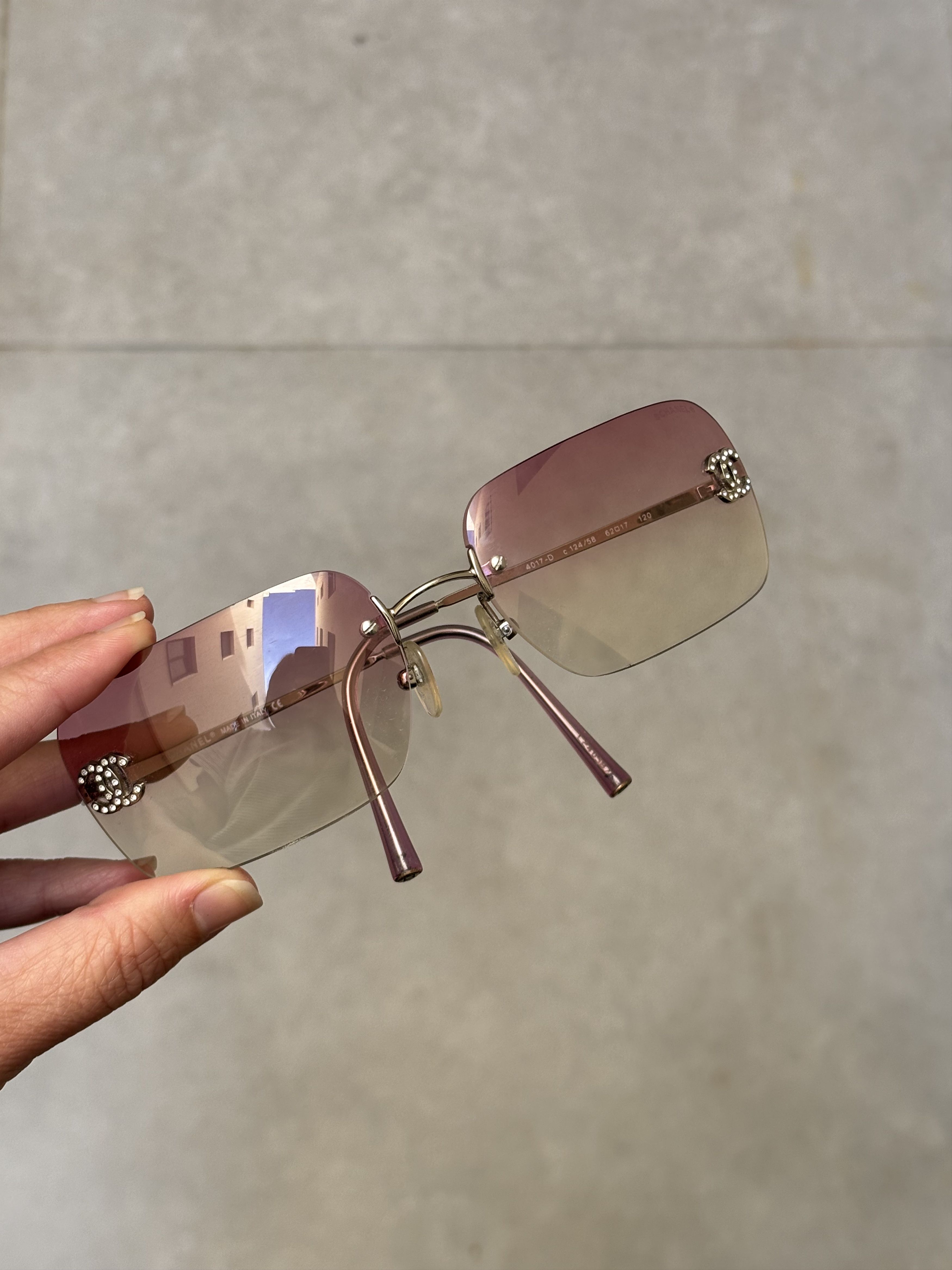 Chanel CHANEL Sunglasses 4017-D Mask Rimless Rhinestone Vintage Size ONE SIZE - 2 Thumbnail