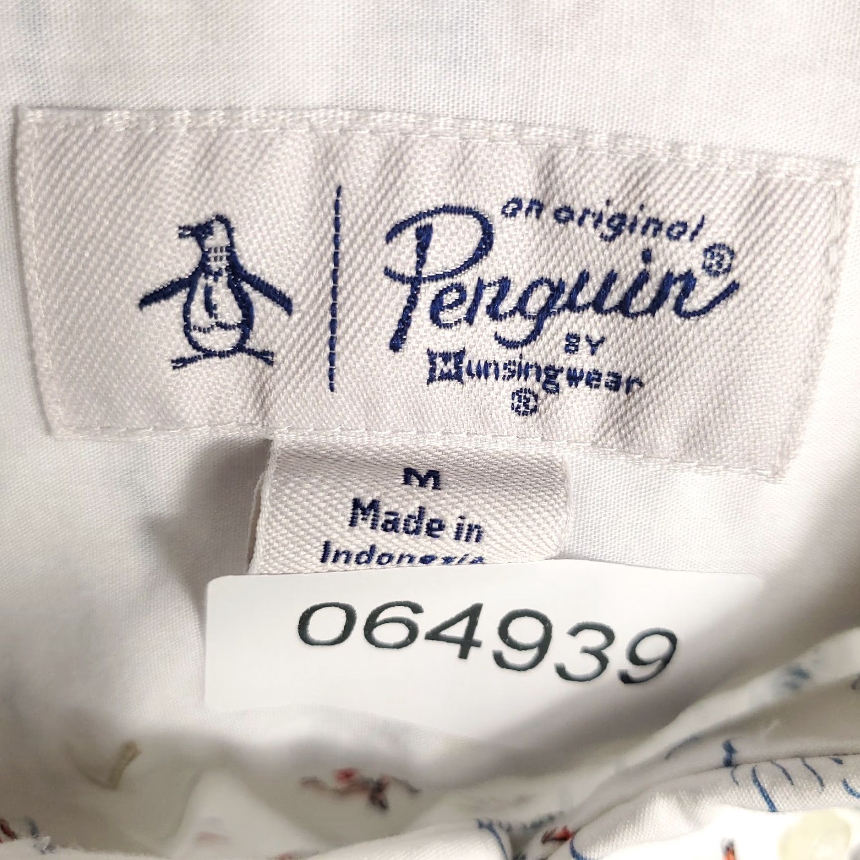 Original Penguin Penguin Shirt Mens Size Medium White Blue Surfiing Button Up Short Sleeve Shirt Size US M / EU 48-50 / 2 - 6 Thumbnail