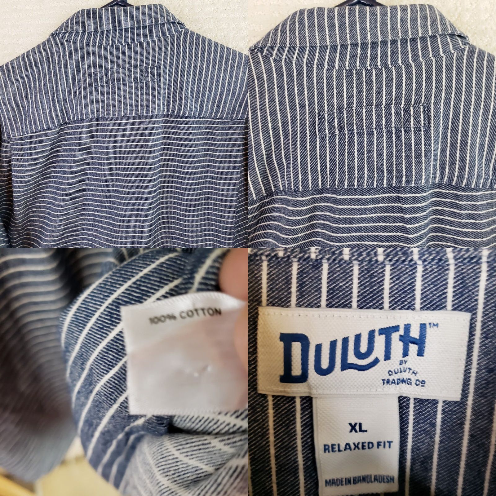 CO Duluth Trading Co Relaxed Fit Shirt Men XL Blue Stripe Denim Look Flannel New Size US XL / EU 56 / 4 - 9 Thumbnail