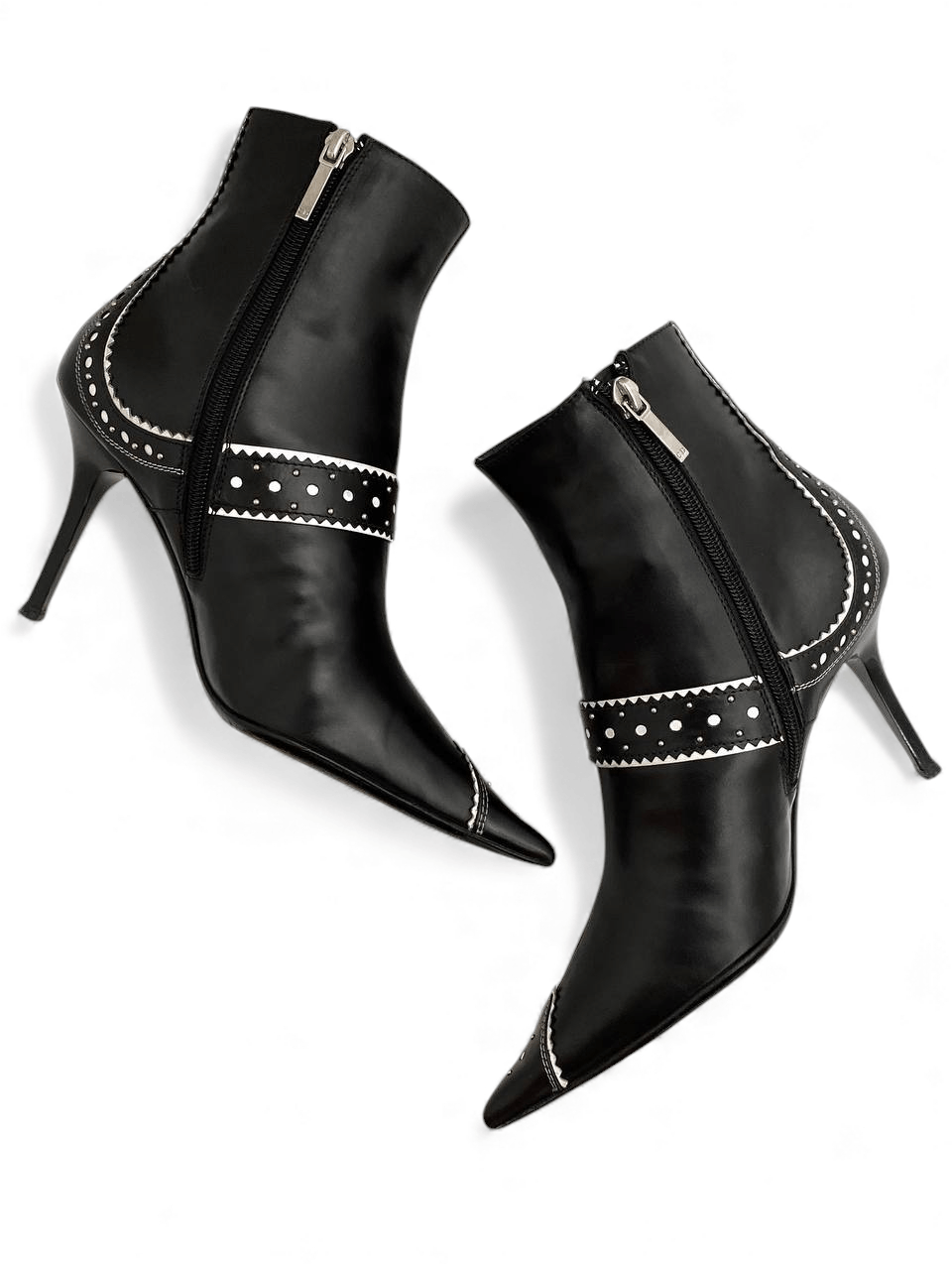 Dior Dior x Galliano D Logo Pearl Black Leather Ankle Boots Y2K Size US 6.5 / IT 36.5 - 8 Thumbnail