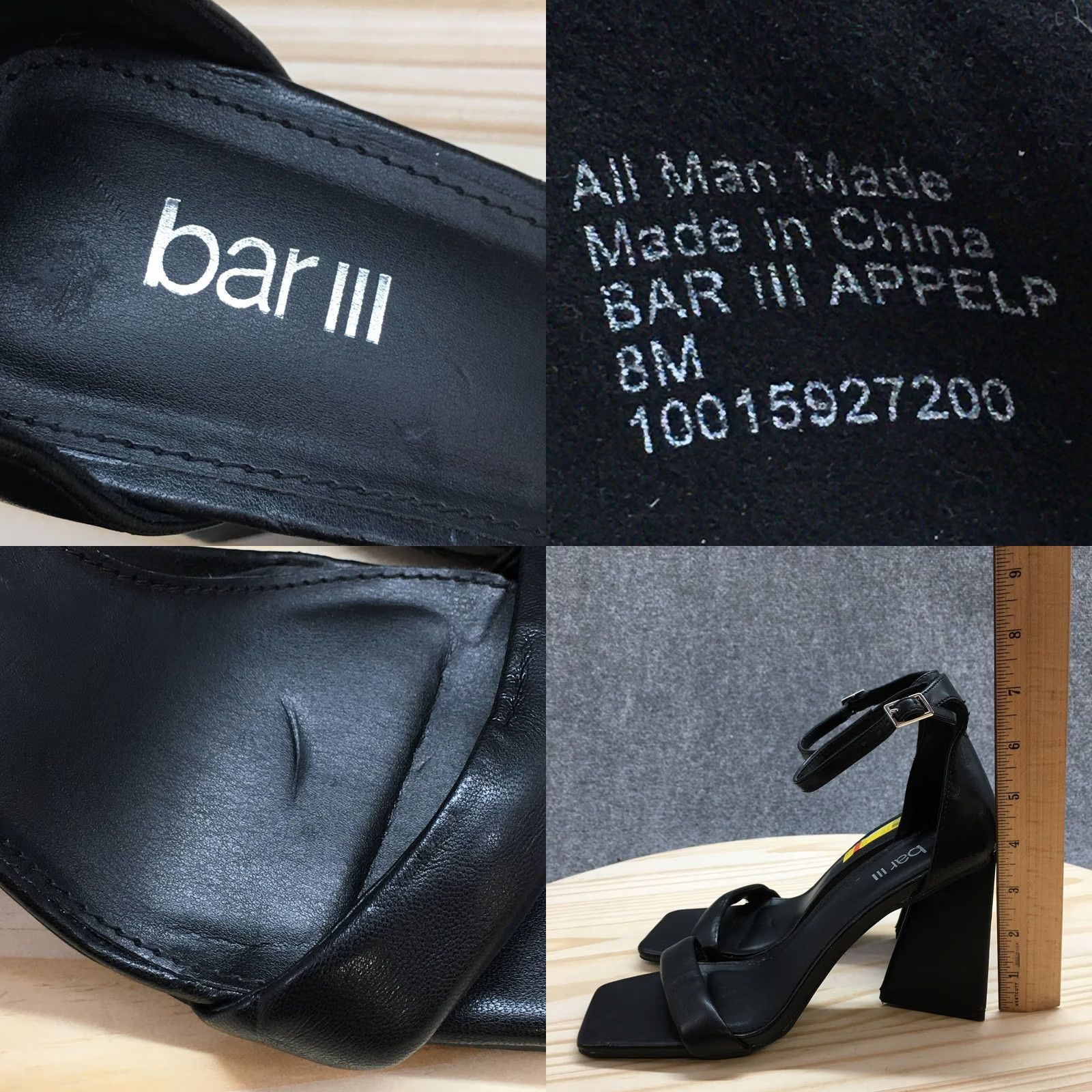 Bar III Bar III Heels Womens 8 M Black Faux Leather Ankle Strap Casual Block Heel NEW Size US 8 / IT 38 - 9 Thumbnail